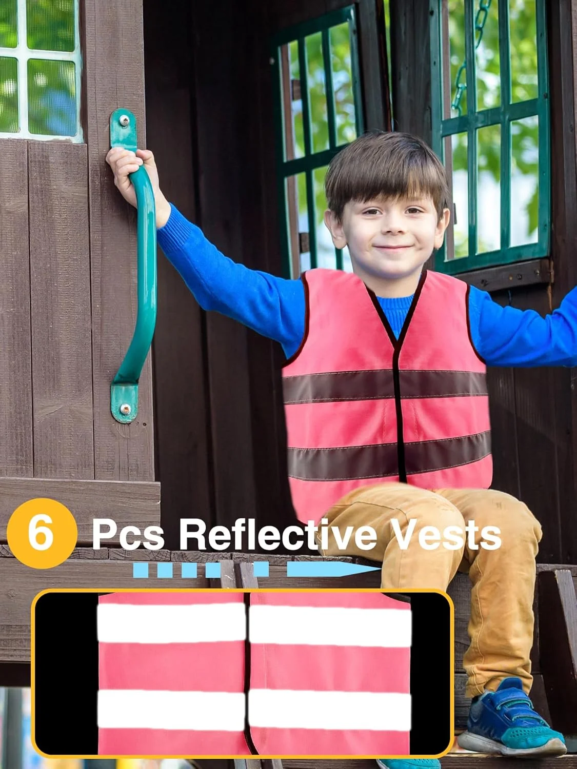 6 Pcs Kids Hi Vis Vest Child Pink High Visibility Vest Bulk Children Hi Vis Safety Vests with Reflective Strips for Girls Boys Gift Play Outside Ride Bike