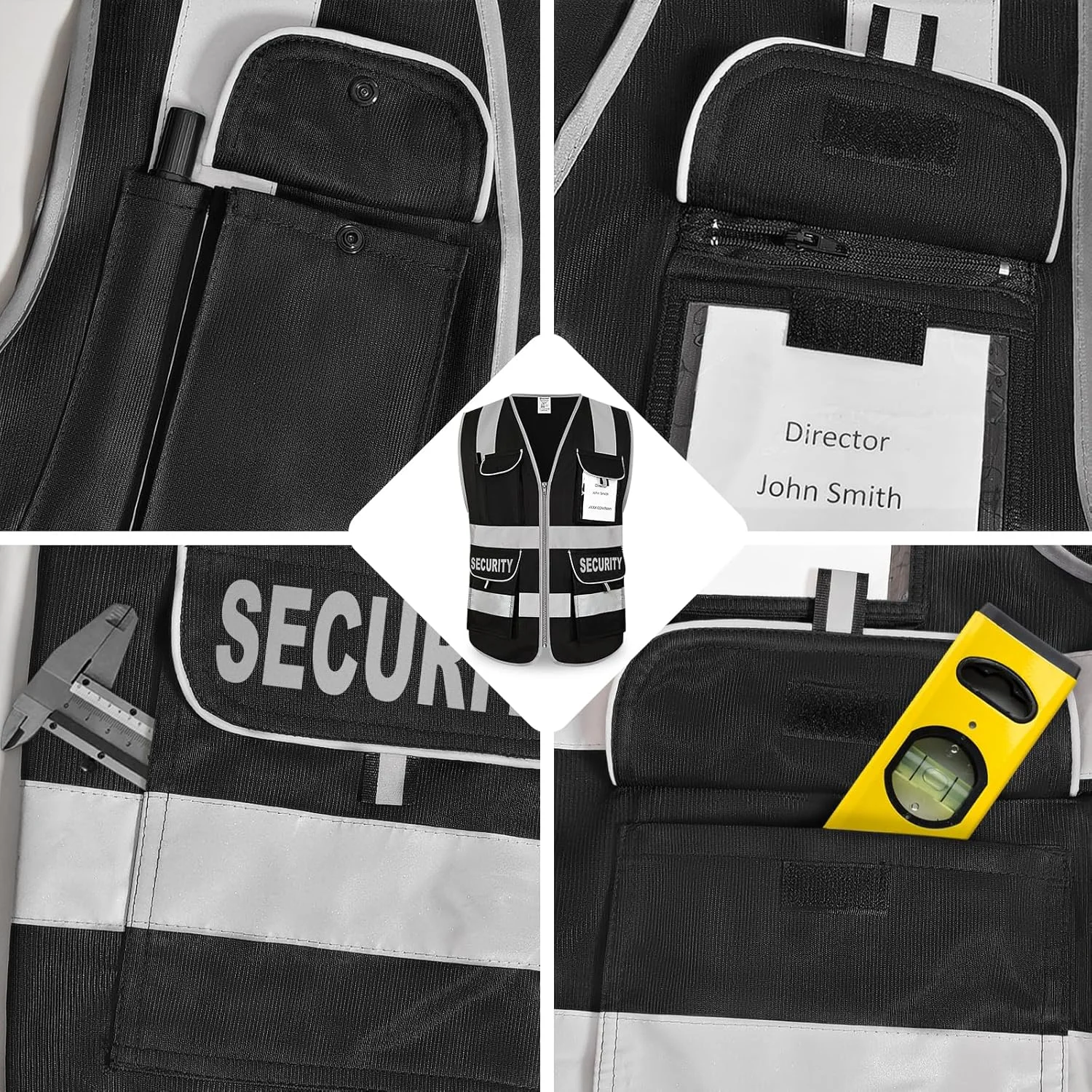 Uno Mejor Security Vest for Men & Women 9 Pockets, High Visibility Vest for Traffic Controllers