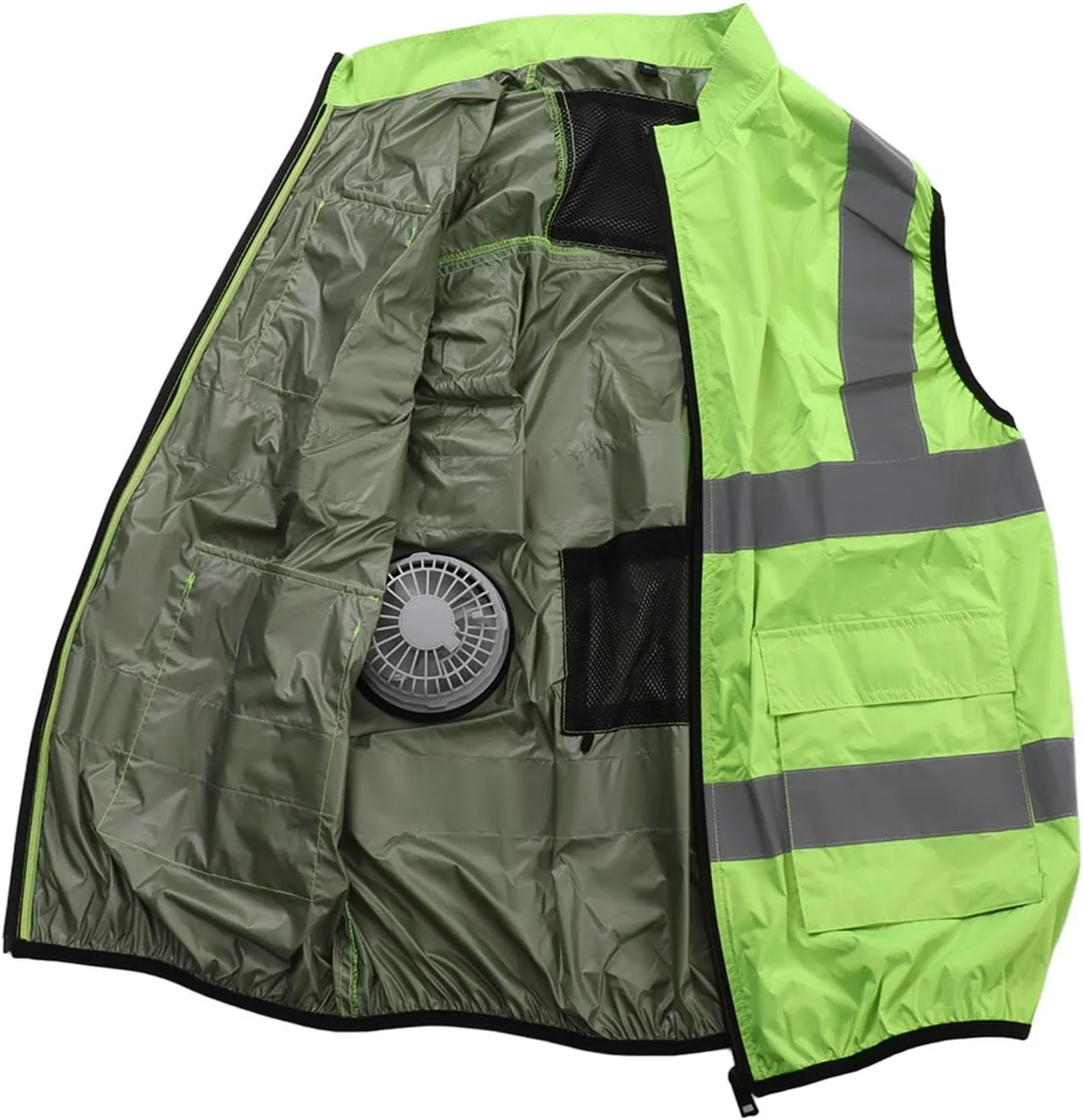 جلیقه خنک کننده BROLEO با 2 فن، نوار بازتابنده، جلیقه خنک کننده شخصی برای کار در هوای گرم، دویدن، آشپزی، ماهیگیری