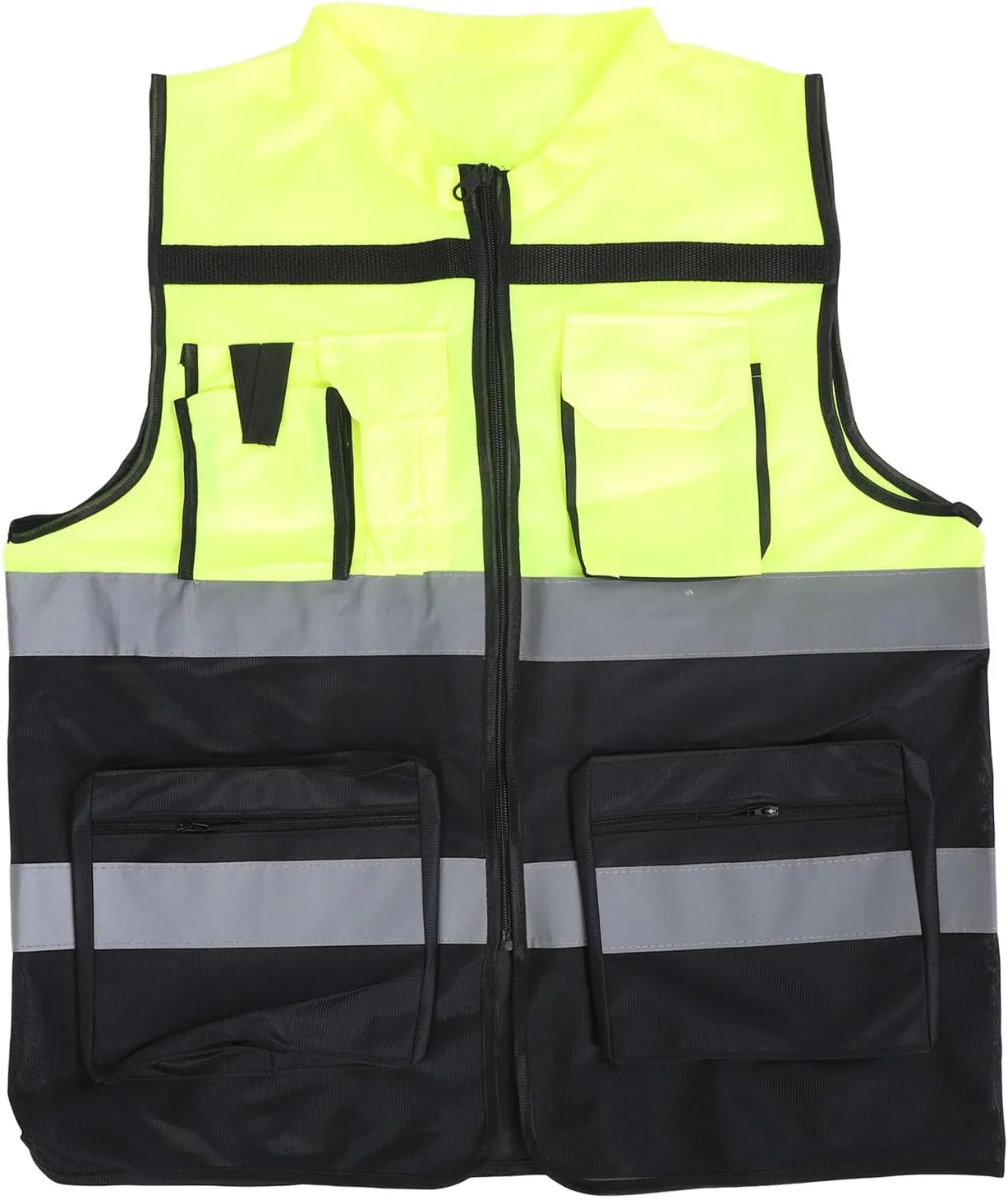 جلیقه بازتابنده Eujgoov، جلیقه ایمنی دید بالا با نوارهای بازتابنده برای فرماندهی ترافیک، سایت ساخت و ساز (XL)