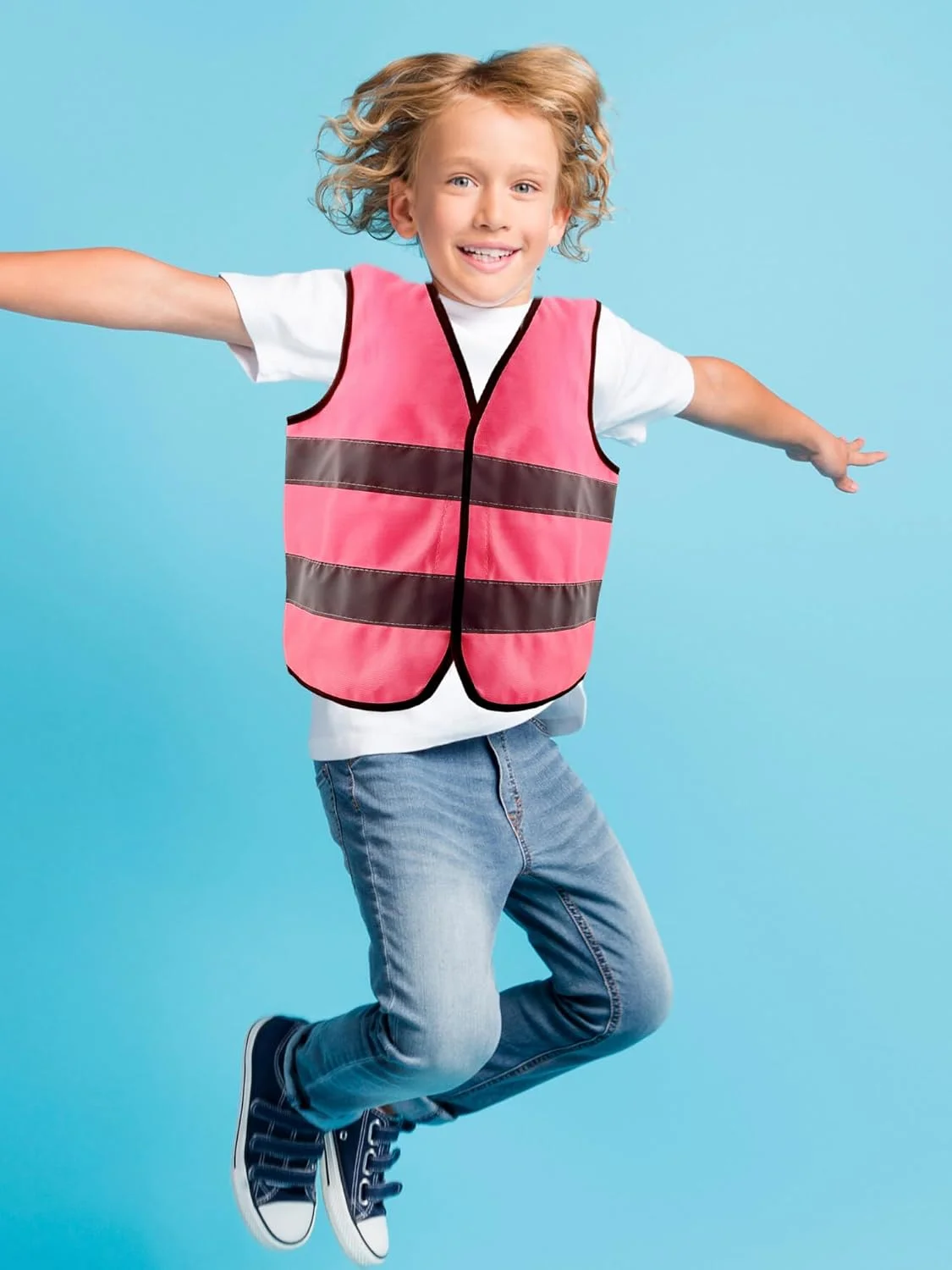 6 Pcs Kids Hi Vis Vest Child Pink High Visibility Vest Bulk Children Hi Vis Safety Vests with Reflective Strips for Girls Boys Gift Play Outside Ride Bike