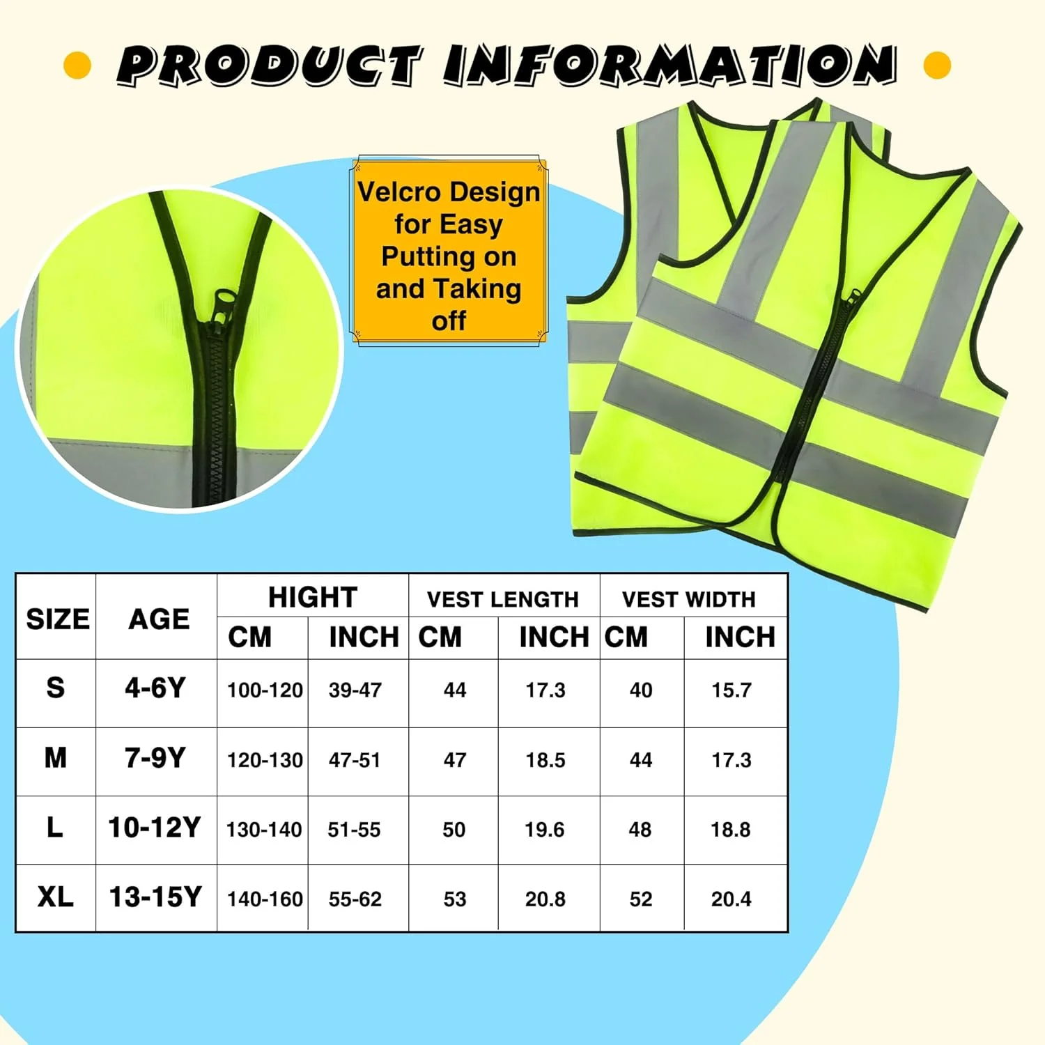 بسته 6 عددی جلیقه های شبرنگ کودکانه، جلیقه بازتابنده دید بالا برای کودکان، جلیقه ایمنی دید بالا برای کودکان با نوارهای بازتابنده برای فعالیت های ترافیکی در فضای باز دختران و پسران