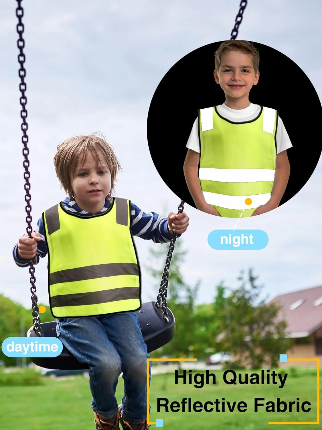 ست 6 عددی جلیقه شبرنگ بچگانه، جلیقه های دید بالا برای کودکان، جلیقه ایمنی ترافیکی کودکانه با نوارهای بازتابنده برای فعالیت های خارج از منزل پسران و دختران، چند رنگ، سایز یکسان