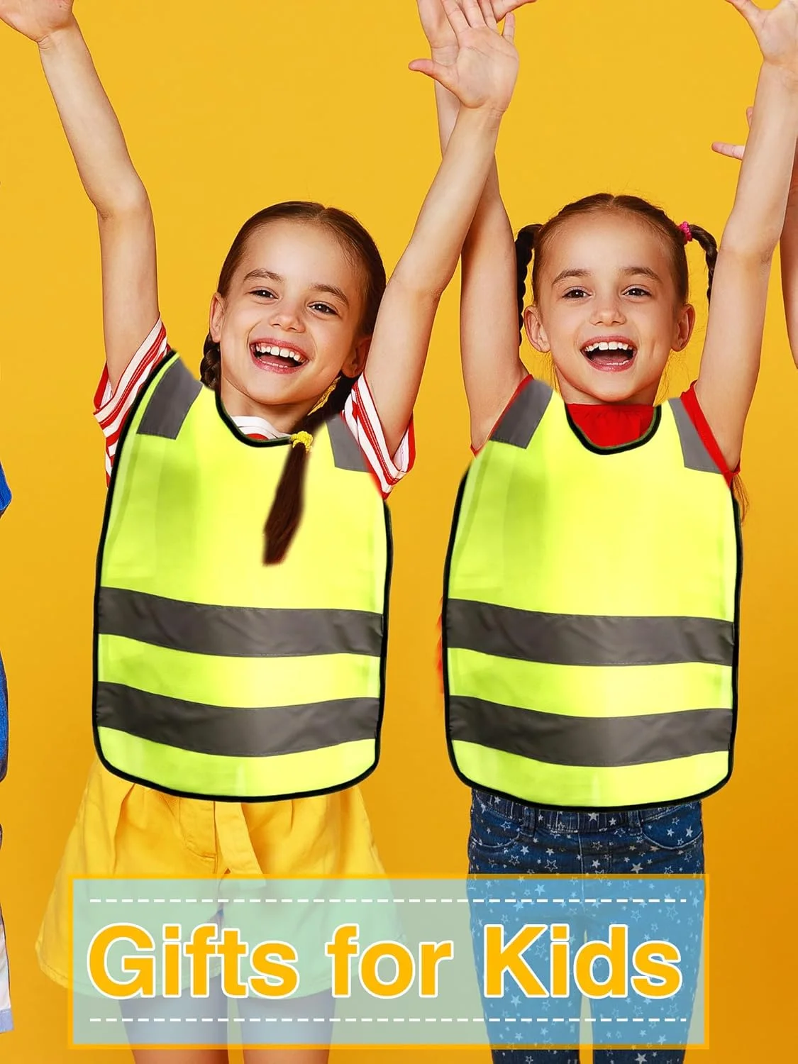 ست 6 عددی جلیقه شبرنگ بچگانه، جلیقه های دید بالا برای کودکان، جلیقه ایمنی ترافیکی کودکانه با نوارهای بازتابنده برای فعالیت های خارج از منزل پسران و دختران، چند رنگ، سایز یکسان