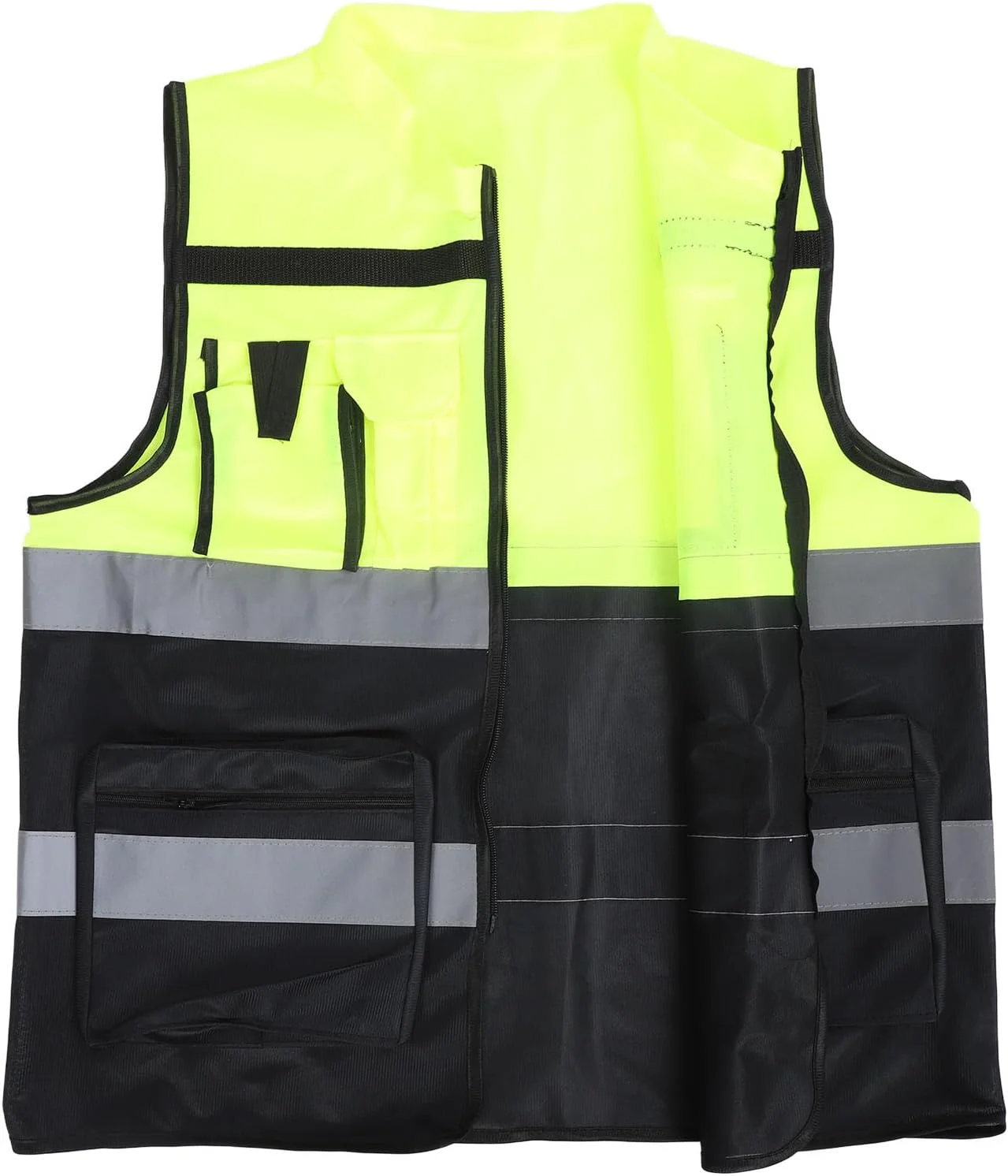 جلیقه بازتابنده Eujgoov، جلیقه ایمنی دید بالا با نوارهای بازتابنده برای فرماندهی ترافیک، سایت ساخت و ساز (XL)