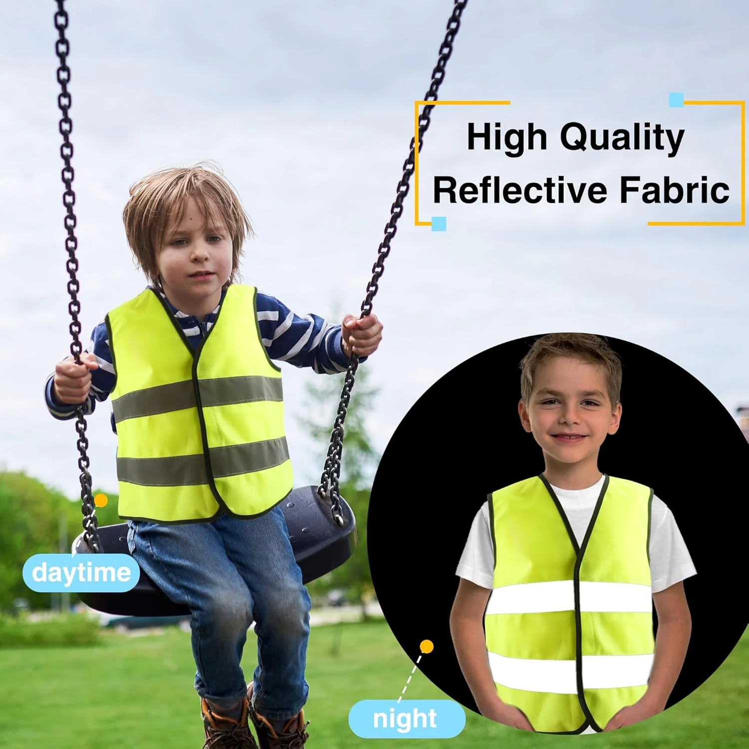بسته 18 عددی جلیقه شبرنگ بچگانه، جلیقه بازتابنده دید بالا برای کودکان، جلیقه ایمنی بچگانه عمده با نوارهای بازتابنده برای فعالیت های خارج از منزل دختران و پسران