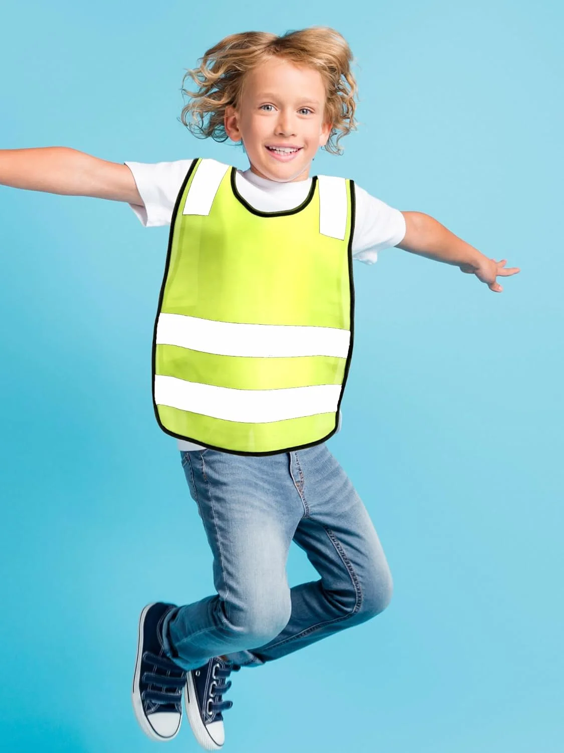 ست 6 عددی جلیقه شبرنگ بچگانه، جلیقه های دید بالا برای کودکان، جلیقه ایمنی ترافیکی کودکانه با نوارهای بازتابنده برای فعالیت های خارج از منزل پسران و دختران، چند رنگ، سایز یکسان