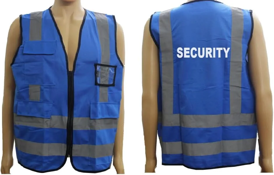 جلیقه ایمنی پارچه بازتابنده دید بالا | 100% پلی استر | 120GSM | دارای نوار بازتابنده 2 اینچی | رنگ: آبی | سایز: بزرگ | ایمنی RYXO | CLEARWAY