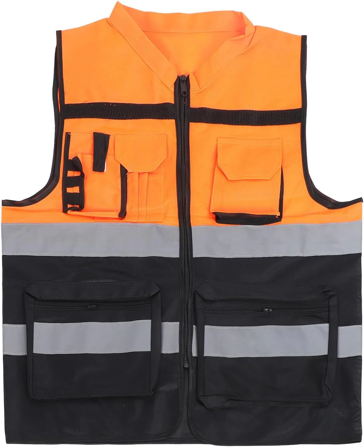 جلیقه ایمنی دید بالا، رده 2، لباس ایمنی بازتابنده، مناسب ساخت و ساز، مهندسی، وظایف و موتورسواری برای مردان و زنان (XXXL)