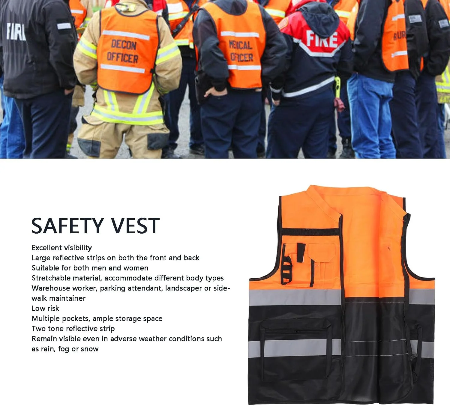 جلیقه ایمنی دید بالا، رده 2، لباس ایمنی بازتابنده، مناسب ساخت و ساز، مهندسی، وظایف و موتورسواری برای مردان و زنان (XXXL)