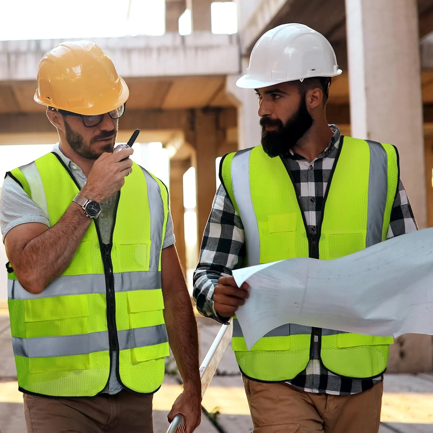 JaGely High Visibility Safety Vests with Pockets and Zipper Reflective Mesh Vest for Men Women Neon Working Vest JaGely High Visibility Safety Vests with Pockets and Zipper Reflective Mesh Vest for Men Women Neon Working Vest