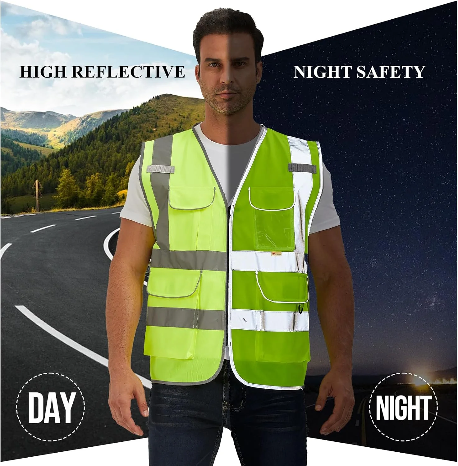 SIFE 3M Reflective Safety Vest With 7 Pockets And YKK Zipper ANSI/ISEA Class 2 Standard SIFE 3M Reflective Safety Vest With 7 Pockets And YKK Zipper ANSI/ISEA Class 2 Standard