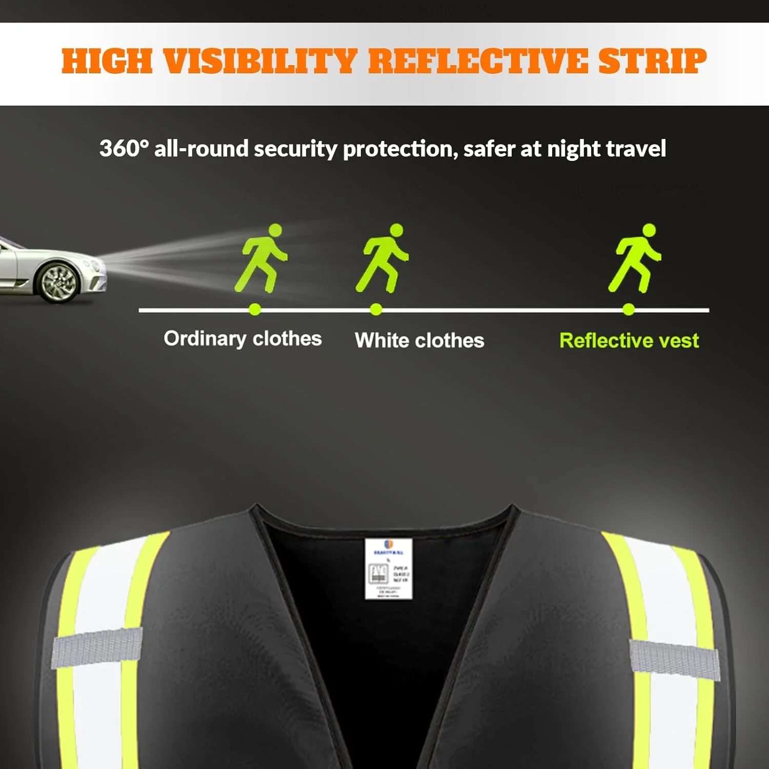 جلیقه ایمنی سفارشی BeautyWill با قابلیت دید بالا، جلیقه بازتابنده کلاس 2، مناسب برای کارگران ساختمانی و حراست