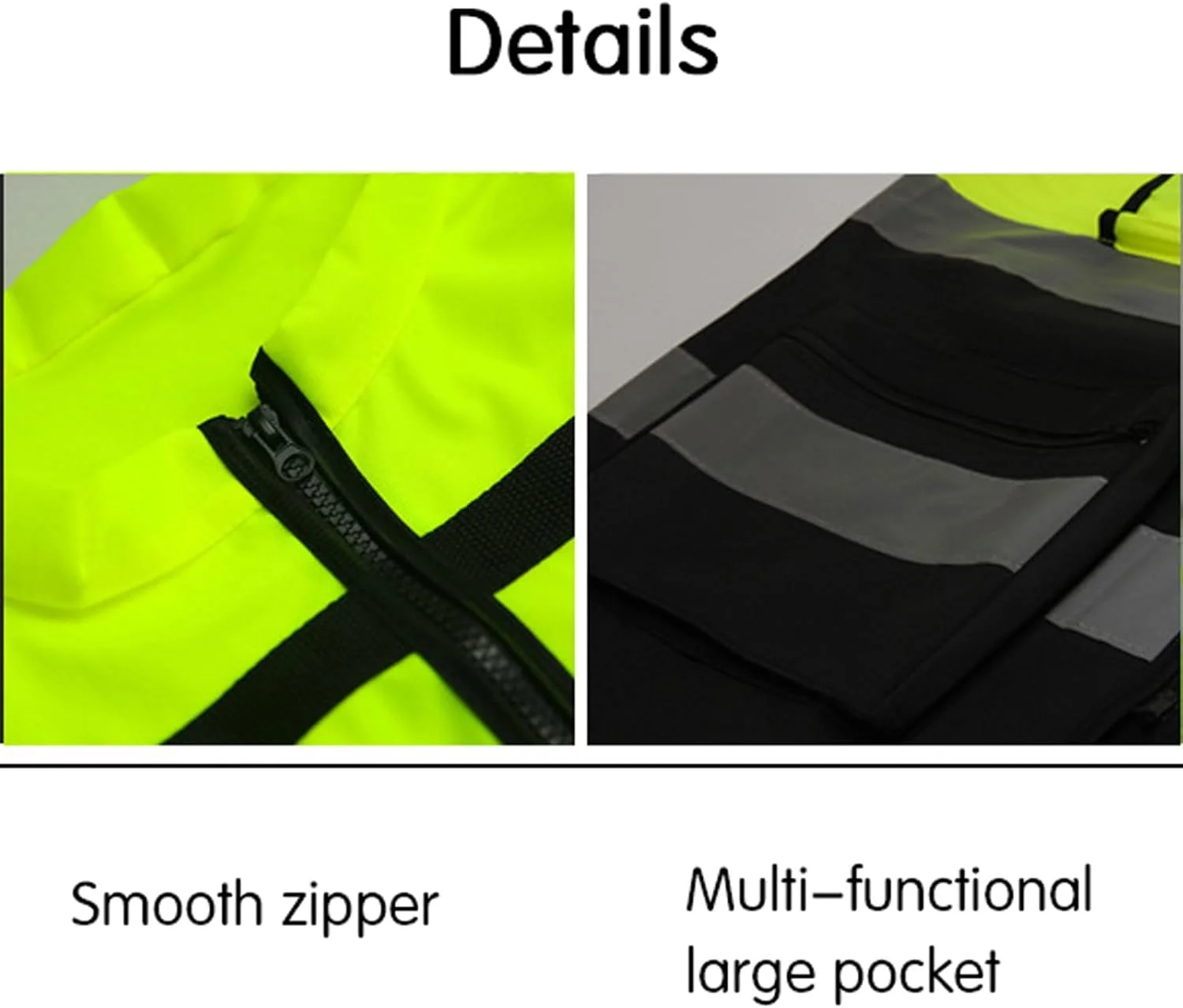 دو عدد جلیقه ایمنی فلورسنت، جلیقه کار شبانه унисекс، دارای زیپ، جیب و نوارهای بازتابنده، برای ساخت و ساز، نقشه برداری، دویدن در شب، سوارکاری
