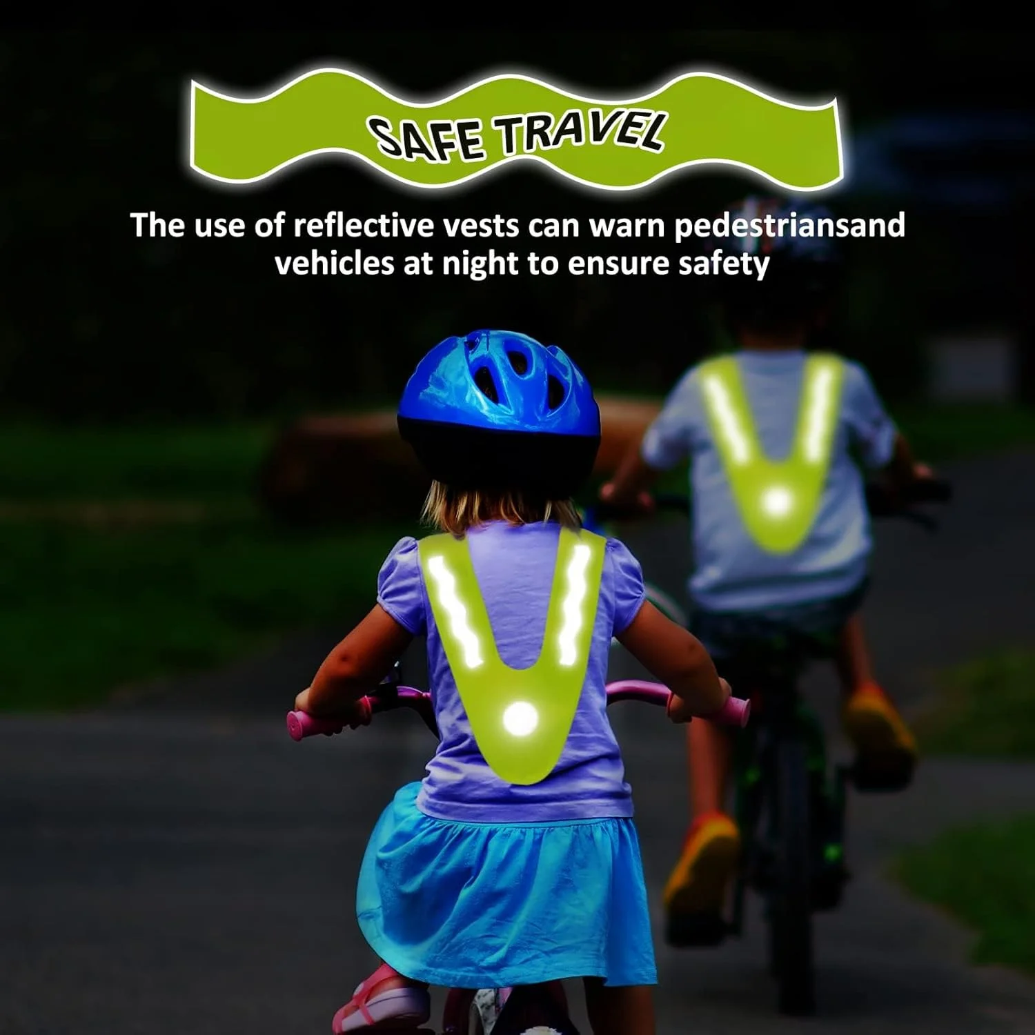 بسته 4 عددی جلیقه ایمنی بازتابنده کودکانه، بادوام و با دید بالا برای دوچرخه سواری، پیاده روی و فعالیت های خارج از منزل