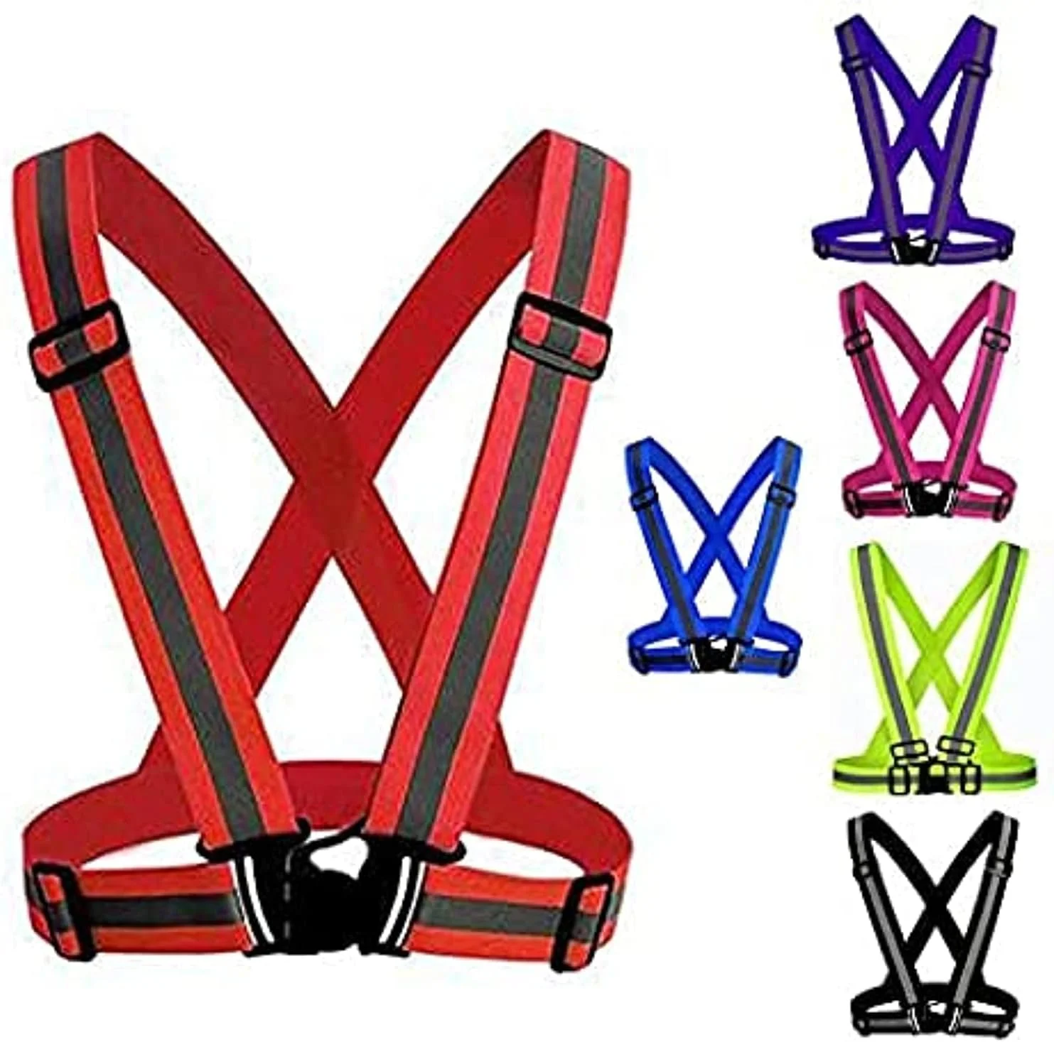 آقسون بسته 2 عددی جلیقه شبرنگ قابل تنظیم برای ایمنی با رنگ صورتی دید بالا