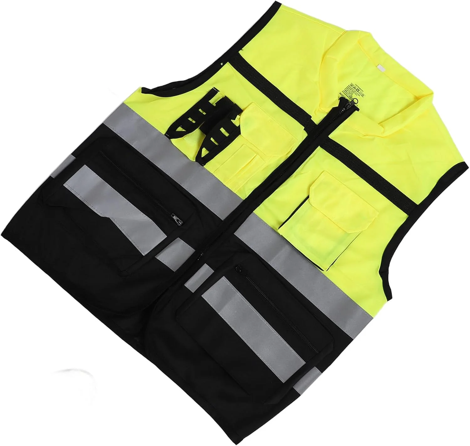 جلیقه ایمنی بازتابنده با دید بالا برای ترافیک، کارگران ساختمانی، دویدن و دوچرخه سواری، قابل تنظیم و جنس پارچه تار و پودی، شستشوی آسان (XL)