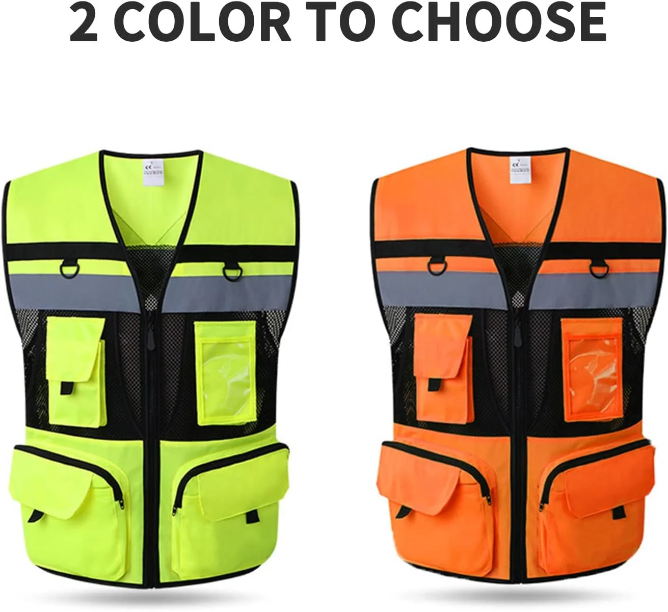 جلیقه ایمنی بازتابنده دید بالا Labymos، جلیقه امنیتی جیب زیپی، آستر توری، تنفس پذیر، سازگار با پوست و مقاوم در برابر سایش، سایز M، قرمز فلورسنت