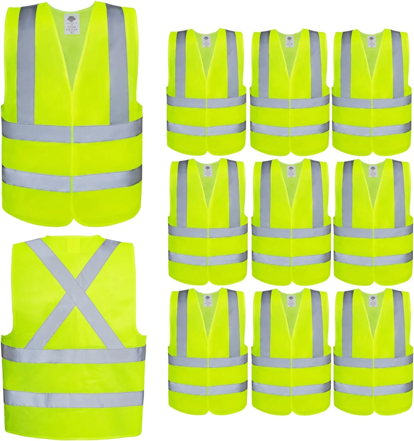 جلیقه ایمنی دازونیتی، دید بالا، نوار بازتابنده و دید بالا، برای مردان و زنان، کار، دوچرخه سواری، جاده، ساخت و ساز (زرد-XL)