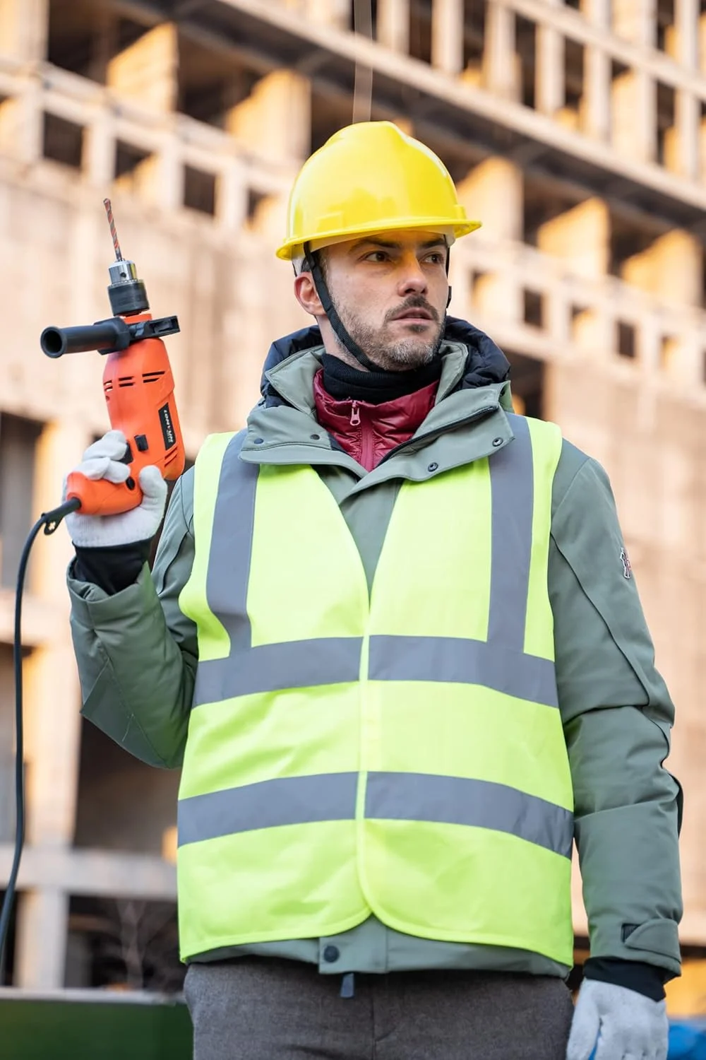 جلیقه ایمنی دازونیتی، دید بالا، نوار بازتابنده و دید بالا، برای مردان و زنان، کار، دوچرخه سواری، جاده، ساخت و ساز (زرد-XL)