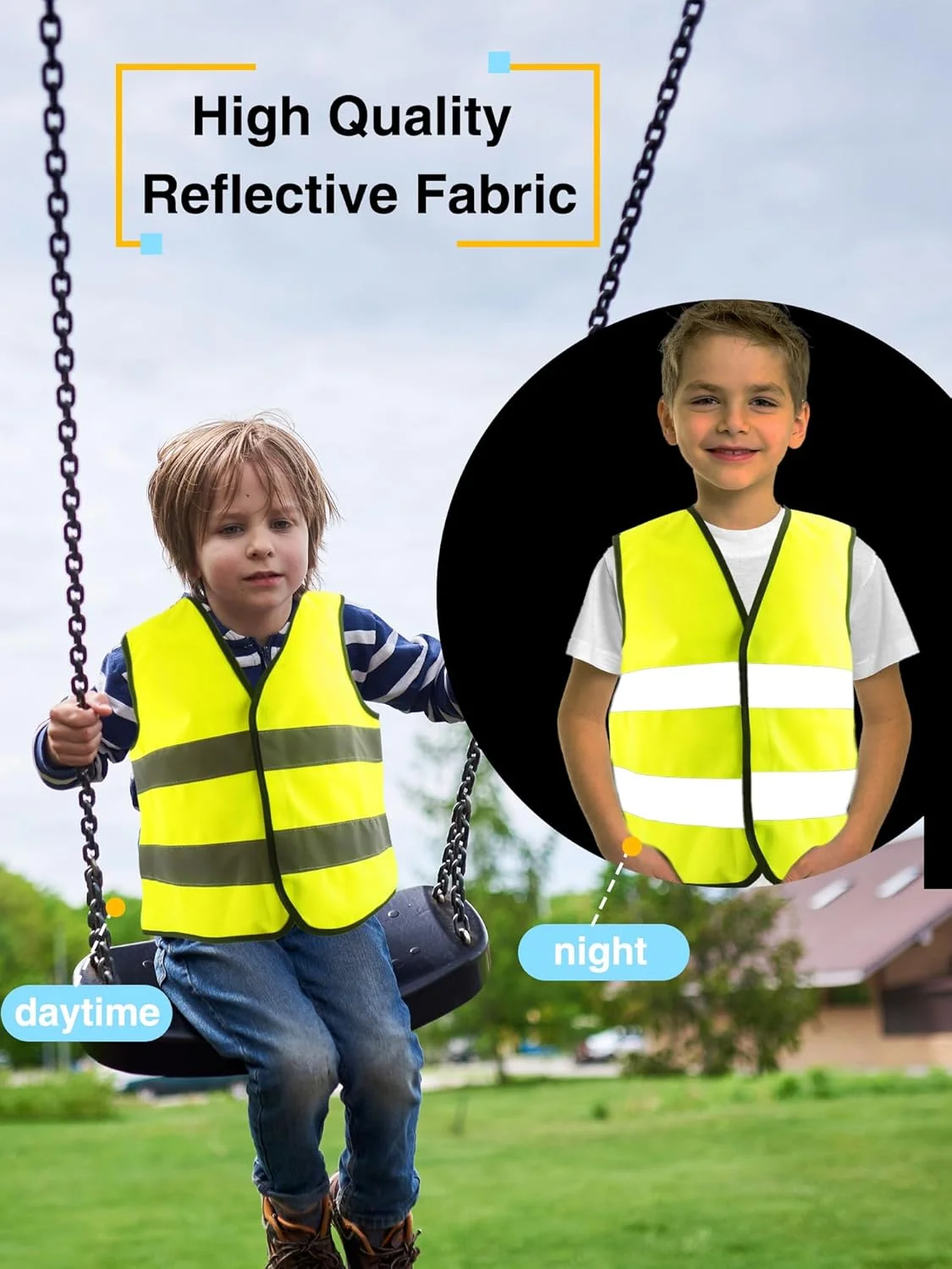 سواکوتا 6 عدد جلیقه دید بالا کودکانه، جلیقه دید بالا کودک، جلیقه ایمنی دید بالا کودکانه با نوارهای بازتابنده برای فعالیت های خارج از منزل دختران و پسران، زرد