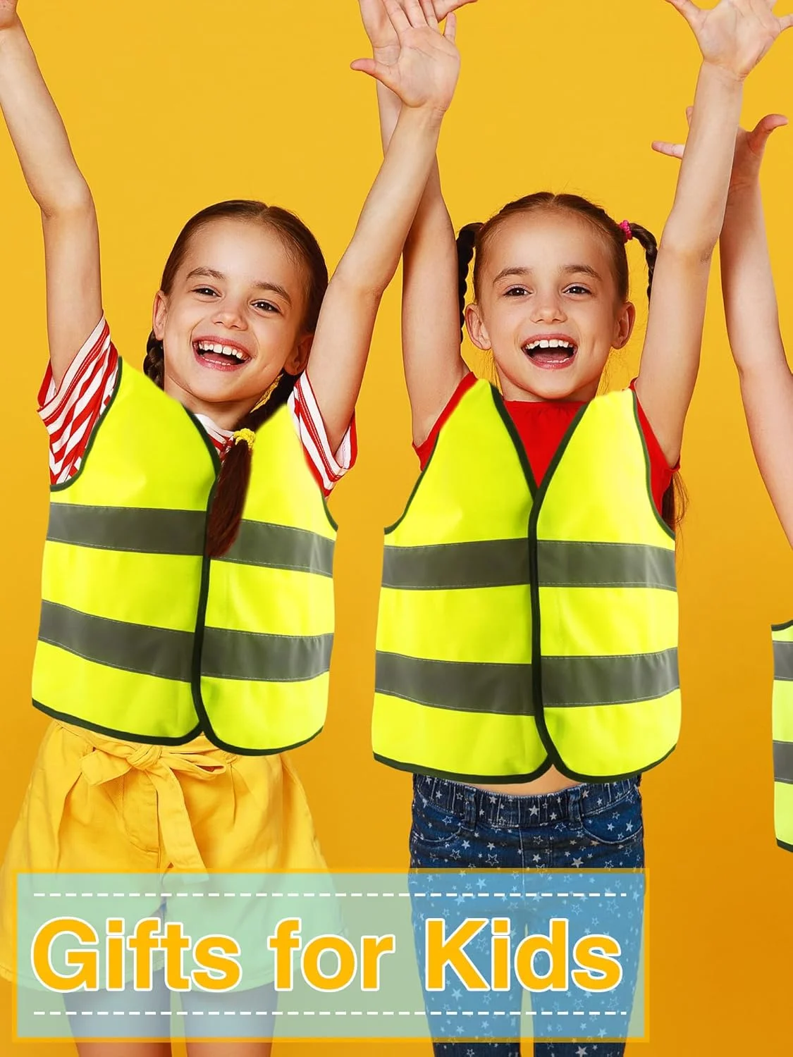 سواکوتا 6 عدد جلیقه دید بالا کودکانه، جلیقه دید بالا کودک، جلیقه ایمنی دید بالا کودکانه با نوارهای بازتابنده برای فعالیت های خارج از منزل دختران و پسران، زرد