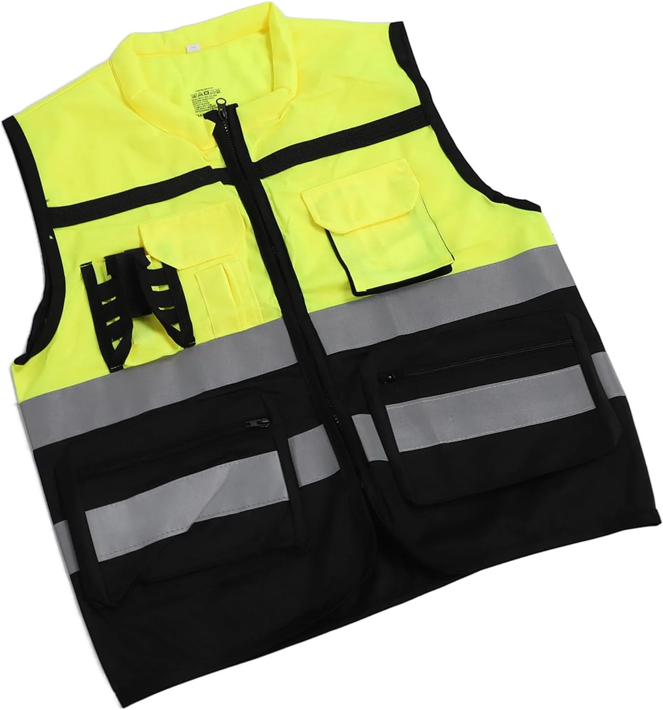 جلیقه ایمنی بازتابنده با دید بالا برای ترافیک، کارگران ساختمانی، دویدن و دوچرخه سواری، قابل تنظیم و جنس پارچه تار و پودی، شستشوی آسان (XL)