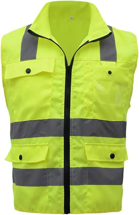 جلیقه بازتابنده Fawoonu، جلیقه ایمنی بازتابنده با دید بالا، جلیقه بازتابنده چند جیب، لباس کار، لباس کار امنیتی، لباس کار روز و شب، موتورسواری، دوچرخه سواری، جلیقه ایمنی هشدار دهنده