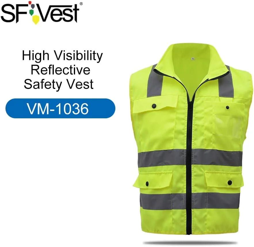 جلیقه بازتابنده Fawoonu، جلیقه ایمنی بازتابنده با دید بالا، جلیقه بازتابنده چند جیب، لباس کار، لباس کار امنیتی، لباس کار روز و شب، موتورسواری، دوچرخه سواری، جلیقه ایمنی هشدار دهنده