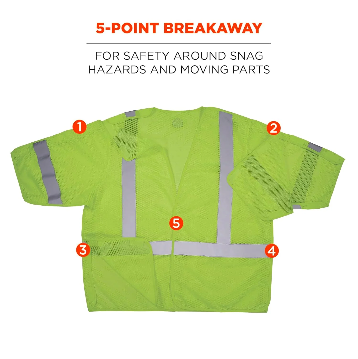 جلیقه ایمنی توری جداشونده کلاس 3 ارگوداین GloWear 8315BA، دید بالا، بازتابنده، قلاب و حلقه