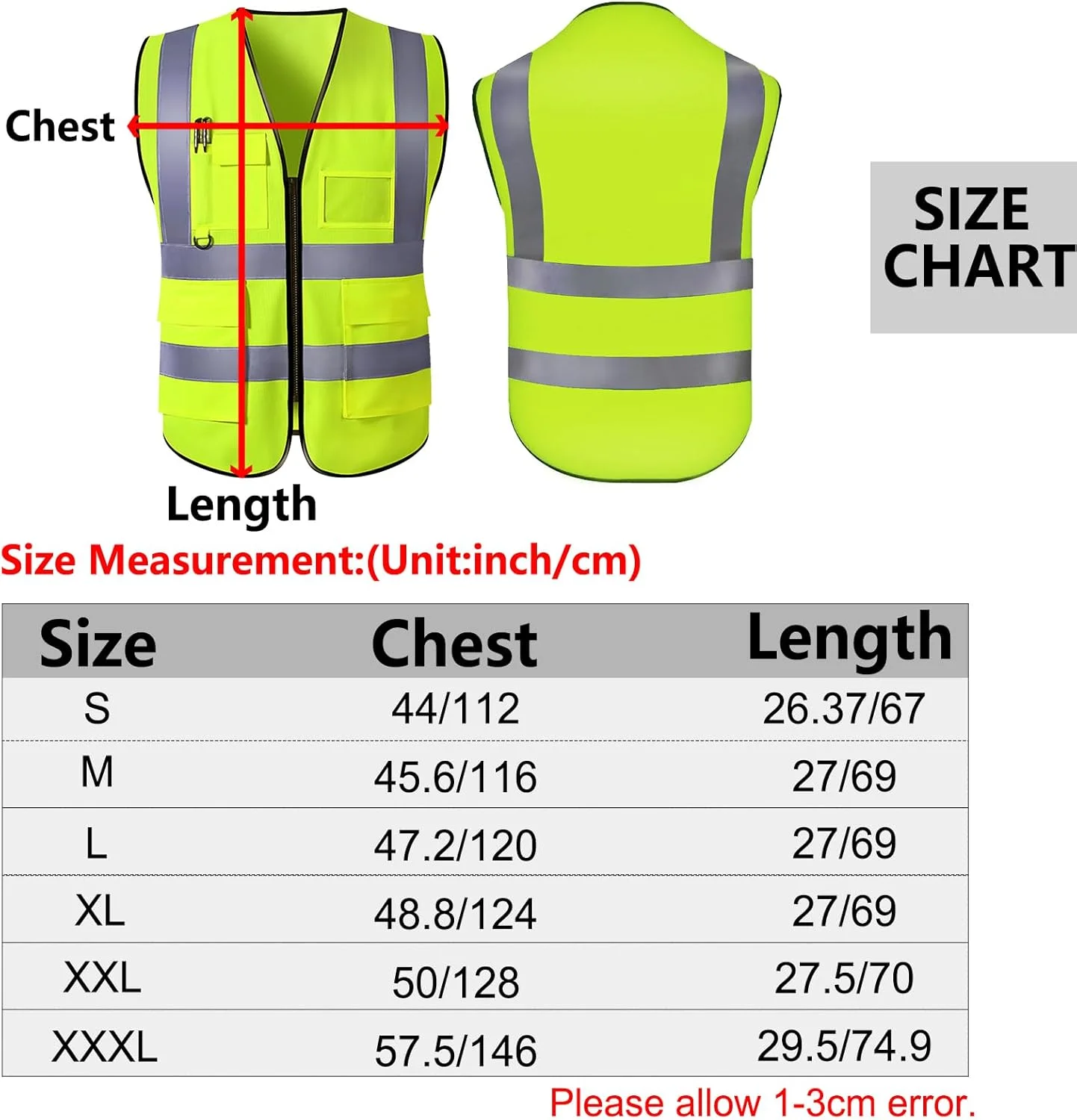 جلیقه ایمنی سفارشی، جلیقه های بازتابنده دید بالا با جیب و زیپ، کلاس 2 مناسب برای کارگران ساختمانی، حراست، لباس کار مردانه و زنانه