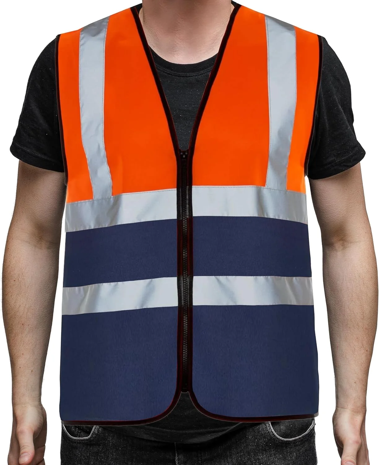 PB TECH جلیقه زیپی دید بالا، جلیقه بازتابنده دید بالا، جلیقه ایمنی سبک و راحت