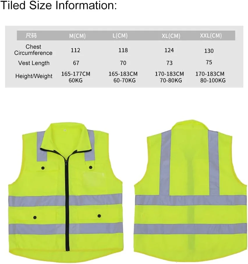 جلیقه بازتابنده Fawoonu، جلیقه ایمنی بازتابنده با دید بالا، جلیقه بازتابنده چند جیب، لباس کار، لباس کار امنیتی، لباس کار روز و شب، موتورسواری، دوچرخه سواری، جلیقه ایمنی هشدار دهنده