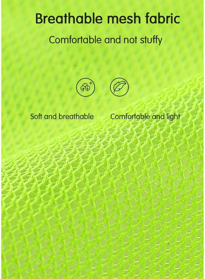 جلیقه ایمنی دید بالا، بسته 2 عددی، جلیقه ایمنی بازتابنده و توری تنفسی، دارای جیب های متعدد و زیپ جلو، مناسب برای استفاده در فرودگاه ها، ساخت و ساز و شرایط اضطراری