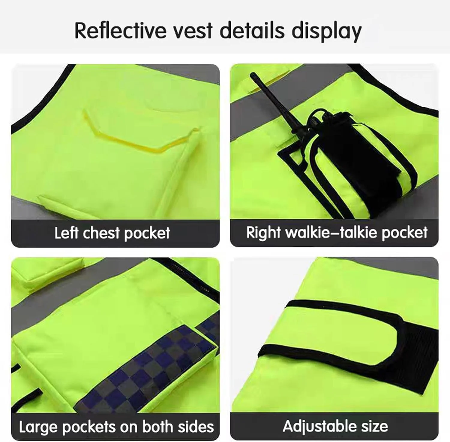 جلیقه ایمنی دید بالا، بسته 2 عددی، جلیقه ایمنی بازتابنده و توری تنفسی، دارای جیب های متعدد و زیپ جلو، مناسب برای استفاده در فرودگاه ها، ساخت و ساز و شرایط اضطراری