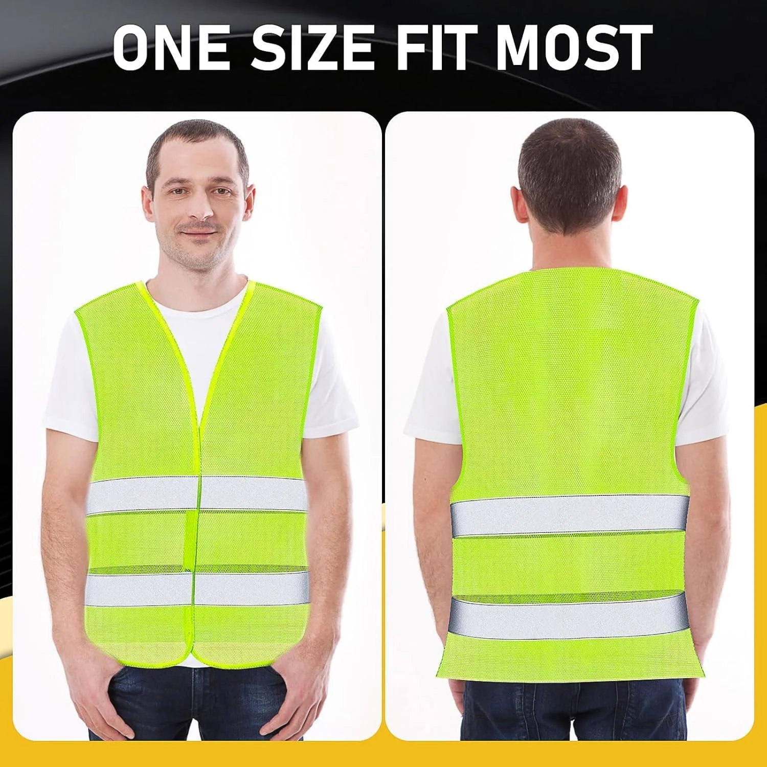 بسته 30 عددی جلیقه ایمنی دید بالا جلیقه بازتابنده جلیقه امنیتی توری دید بالا سایز قابل تنظیم برای مردان زنان کارهای فضای باز دوچرخه سواری دونده نئون، سبز، 64 x 67 سانتی متر