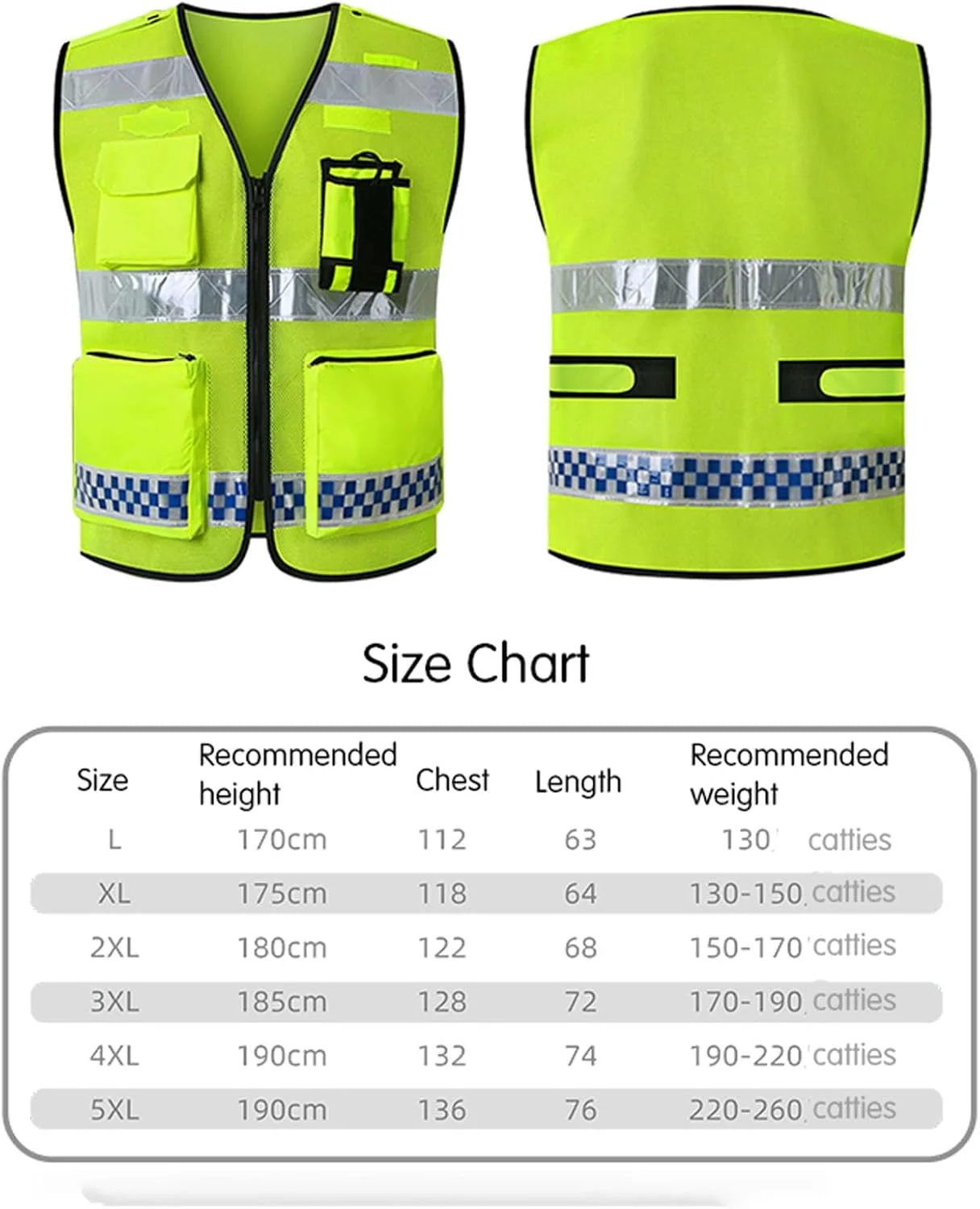 جلیقه ایمنی دید بالا، بسته 2 عددی، جلیقه ایمنی بازتابنده و توری تنفسی، دارای جیب های متعدد و زیپ جلو، مناسب برای استفاده در فرودگاه ها، ساخت و ساز و شرایط اضطراری