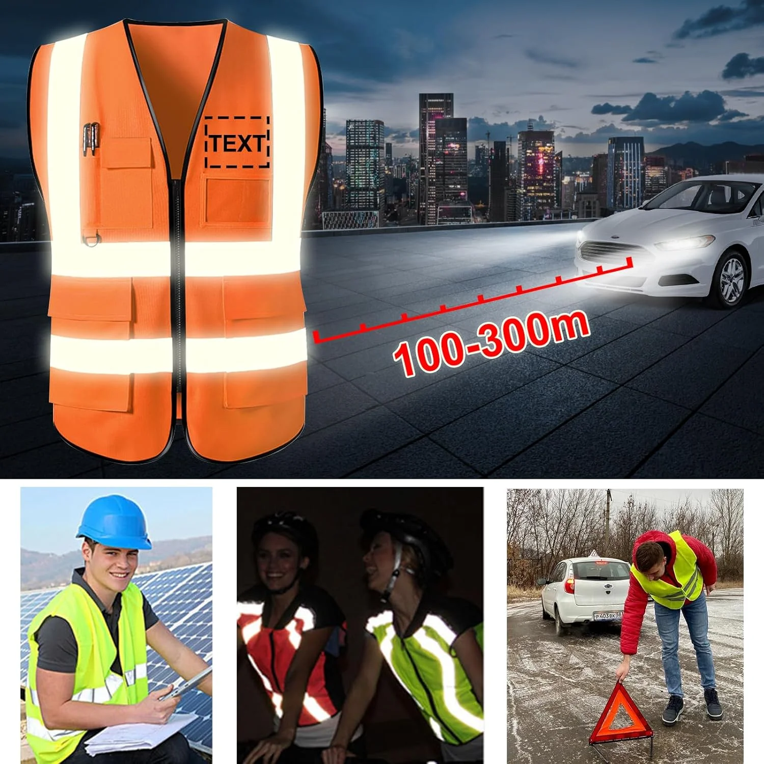 جلیقه ایمنی سفارشی، جلیقه های بازتابنده دید بالا با جیب و زیپ، کلاس 2 مناسب برای کارگران ساختمانی، حراست، لباس کار مردانه و زنانه