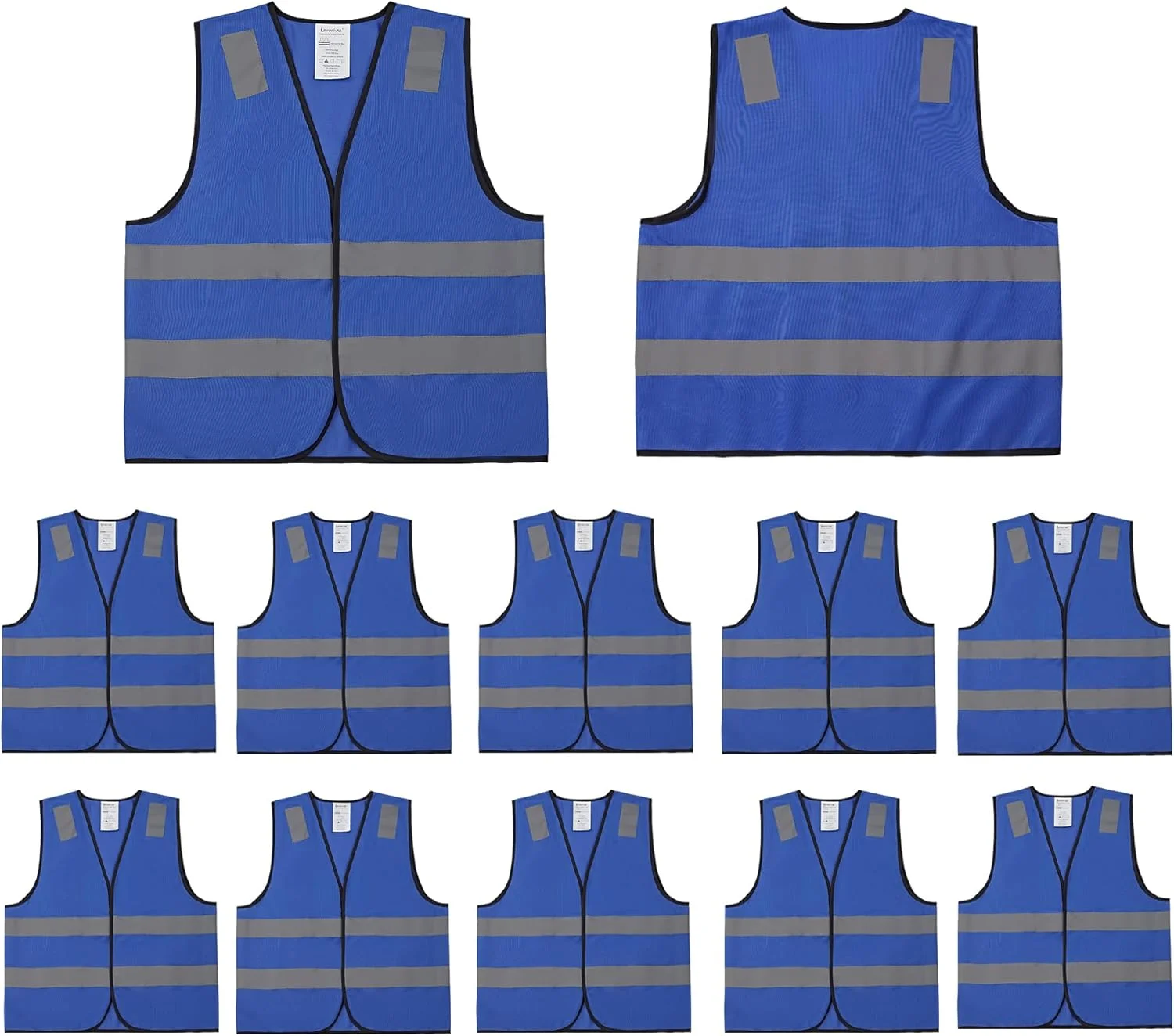 جلیقه ایمنی Lavori-AK بسته 10 عددی - جلیقه کار ساختمانی بازتابنده زرد با دید بالا کلاس 2 برای مردان و زنان