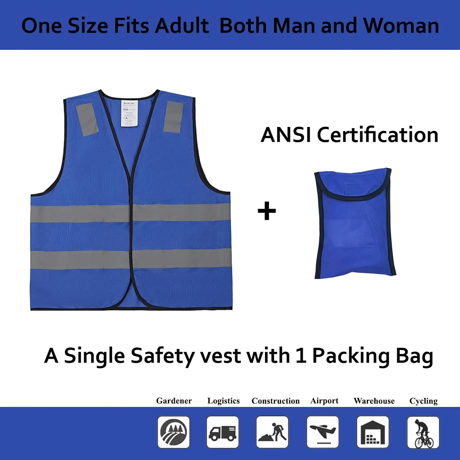 جلیقه ایمنی Lavori-AK بسته 10 عددی - جلیقه کار ساختمانی بازتابنده زرد با دید بالا کلاس 2 برای مردان و زنان