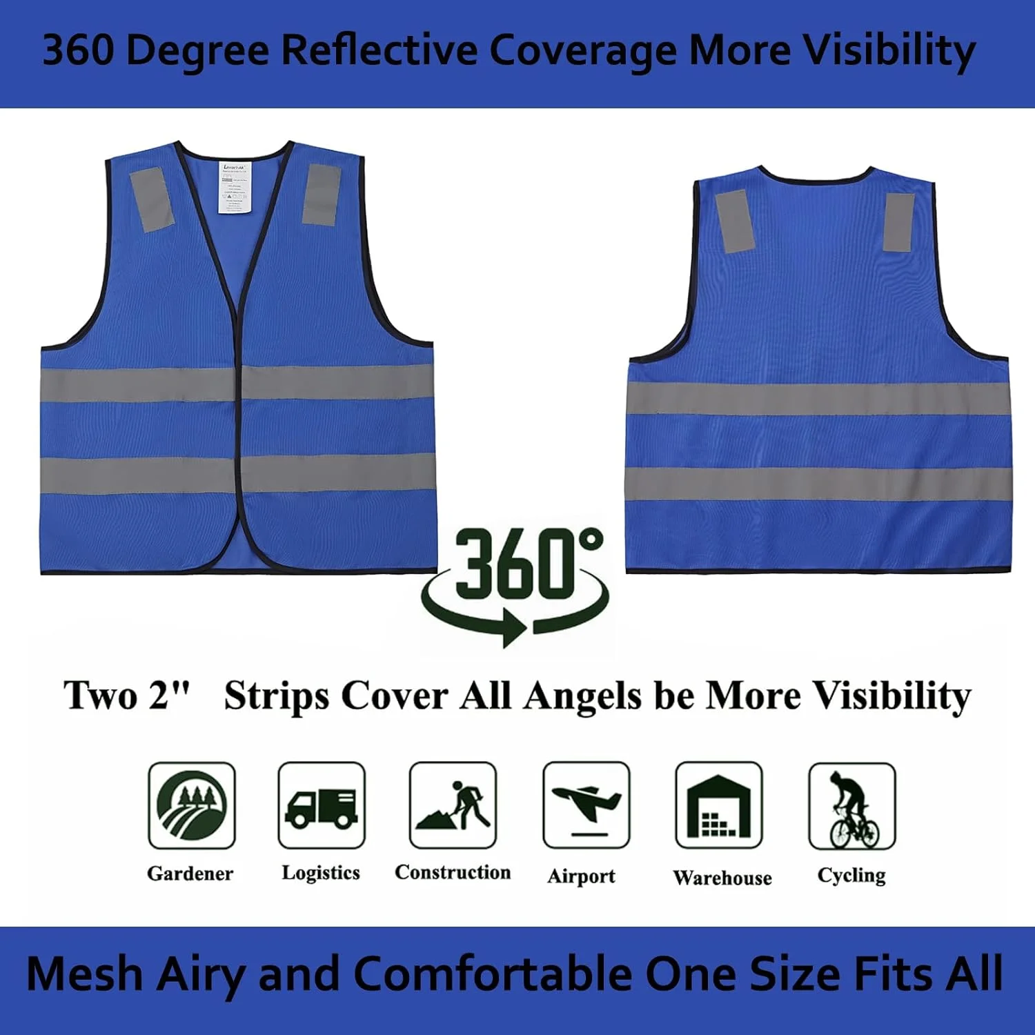 جلیقه ایمنی Lavori-AK بسته 10 عددی - جلیقه کار ساختمانی بازتابنده زرد با دید بالا کلاس 2 برای مردان و زنان