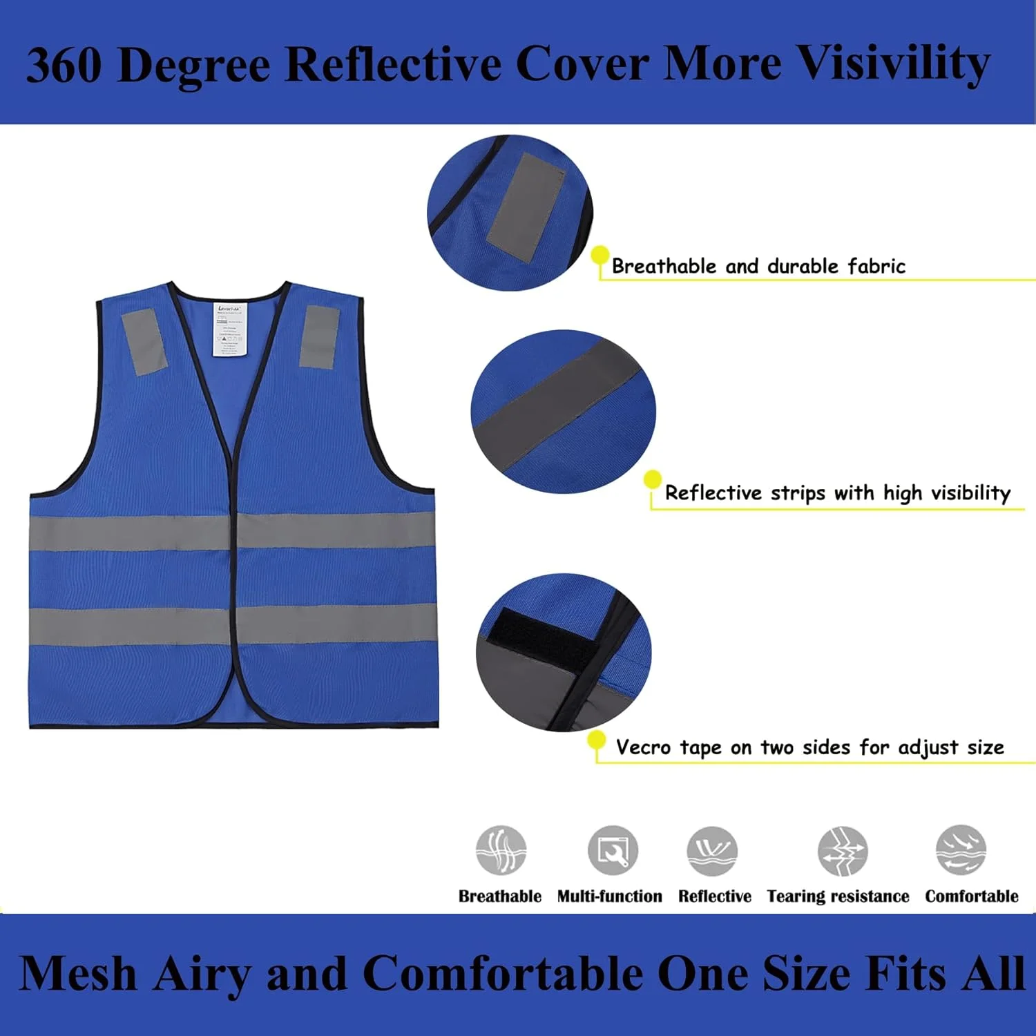 جلیقه ایمنی Lavori-AK بسته 10 عددی - جلیقه کار ساختمانی بازتابنده زرد با دید بالا کلاس 2 برای مردان و زنان