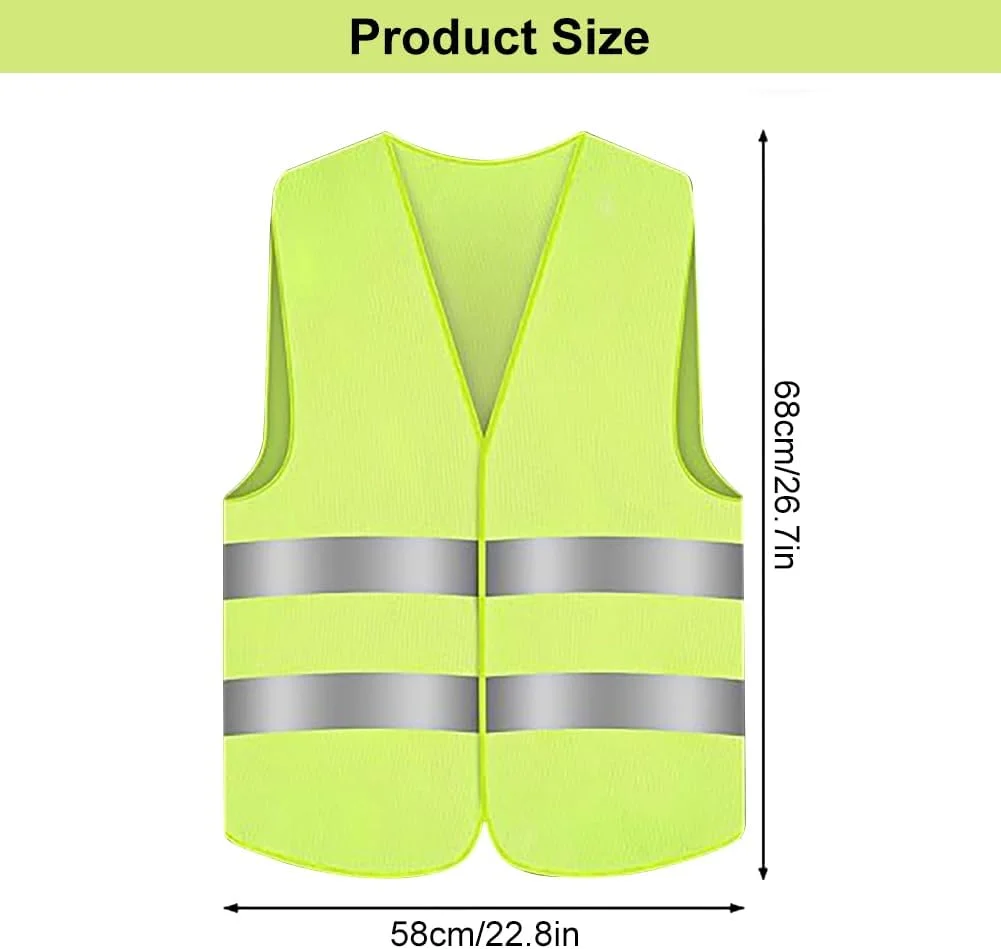 جلیقه های شبرنگ دید بالا NIEEKRUN، بسته 6 عددی، جلیقه ایمنی، جلیقه فلورسنت، جلیقه بازتابنده فلورسنت با نوار بازتابنده، جلیقه زرد ایمنی دید بالا برای دویدن و پیاده روی در فضای باز، زرد