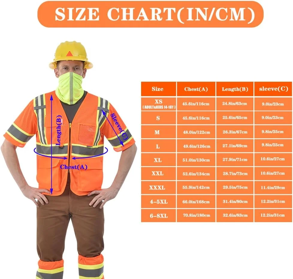 جلیقه ایمنی بازتابنده دید بالا AYKRM، ۱۱ رنگ، مناسب برای زنان و مردان، دارای جیب و زیپ