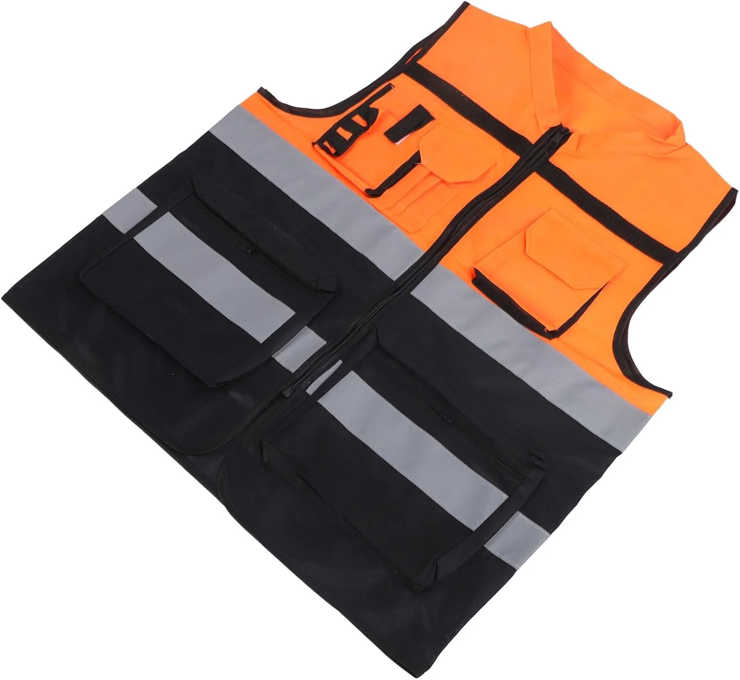 جلیقه دید بالا، جلیقه ایمنی دید بالا با نوارهای بازتابنده طراحی یونیسکس، جلیقه ساختمانی برای شب، انبار، مدیریت پارکینگ (XL)