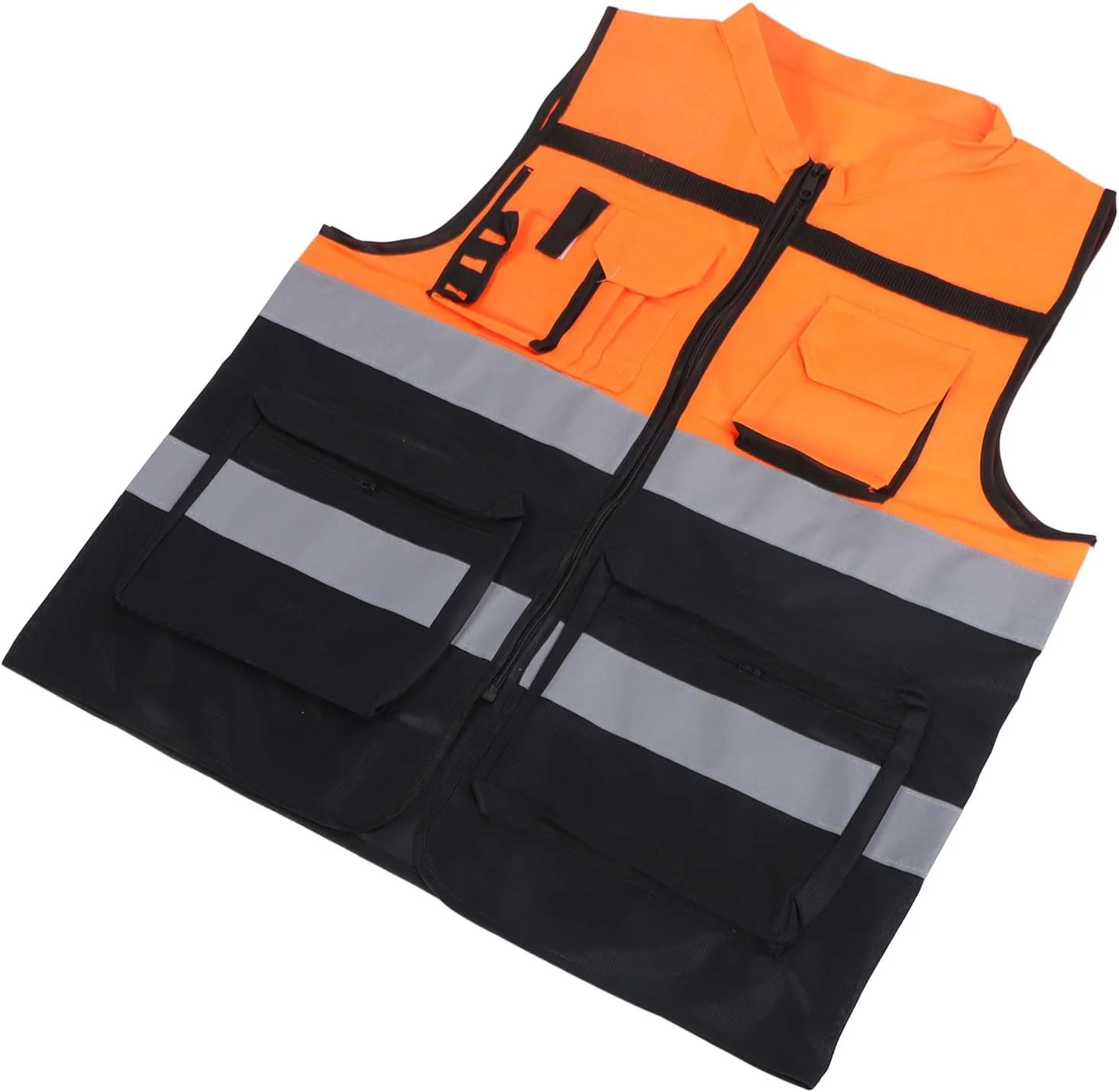 جلیقه دید بالا، جلیقه ایمنی دید بالا با نوارهای بازتابنده طراحی یونیسکس، جلیقه ساختمانی برای شب، انبار، مدیریت پارکینگ (XL)