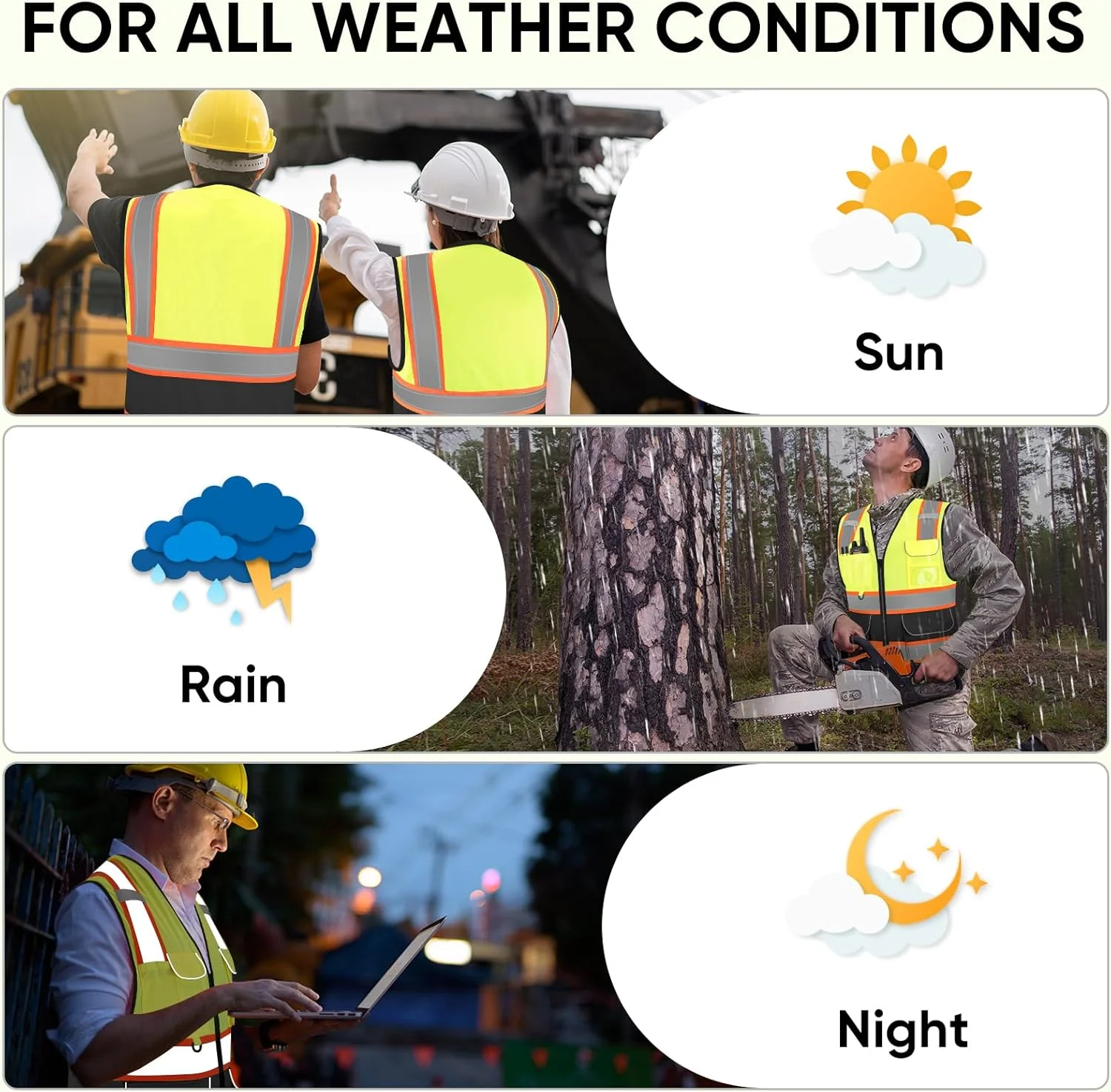 جلیقه ایمنی بازتابنده TICONN با دید بالا، جلیقه پلی استر کلاس II برای زنان و مردان مطابق با استانداردهای ANSI