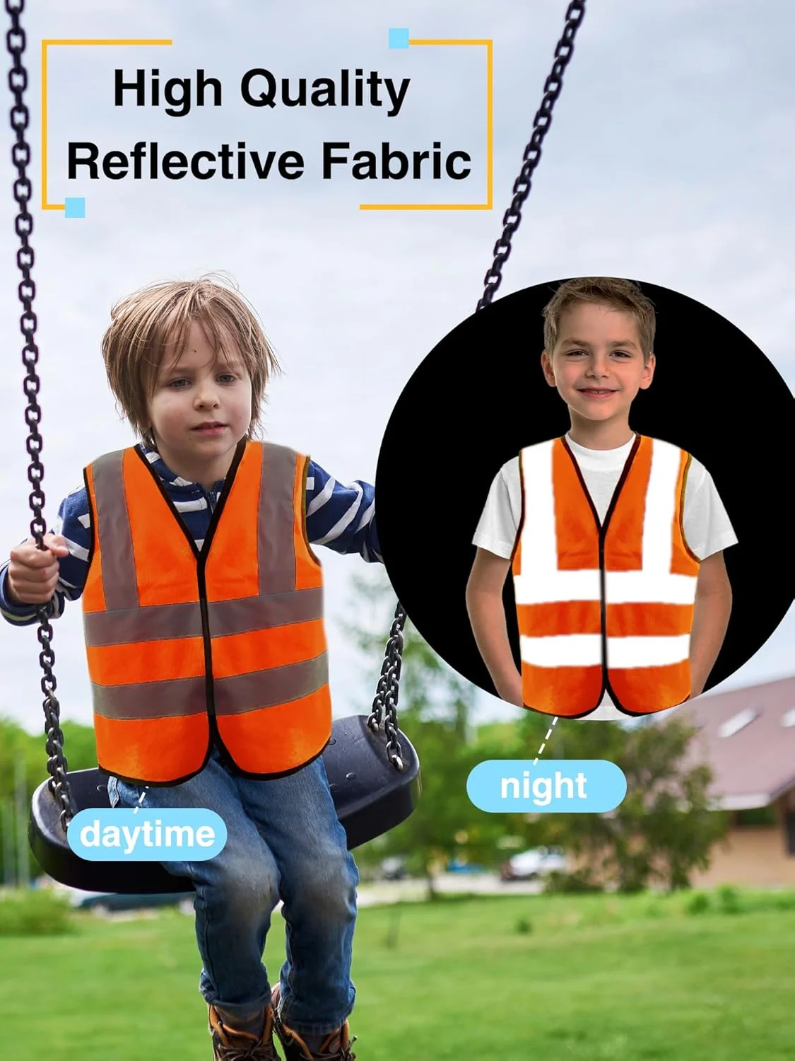 ست 6 عددی جلیقه ایمنی دید بالا کودکانه با نوارهای بازتابنده مناسب فعالیت های خارج از منزل دختران و پسران