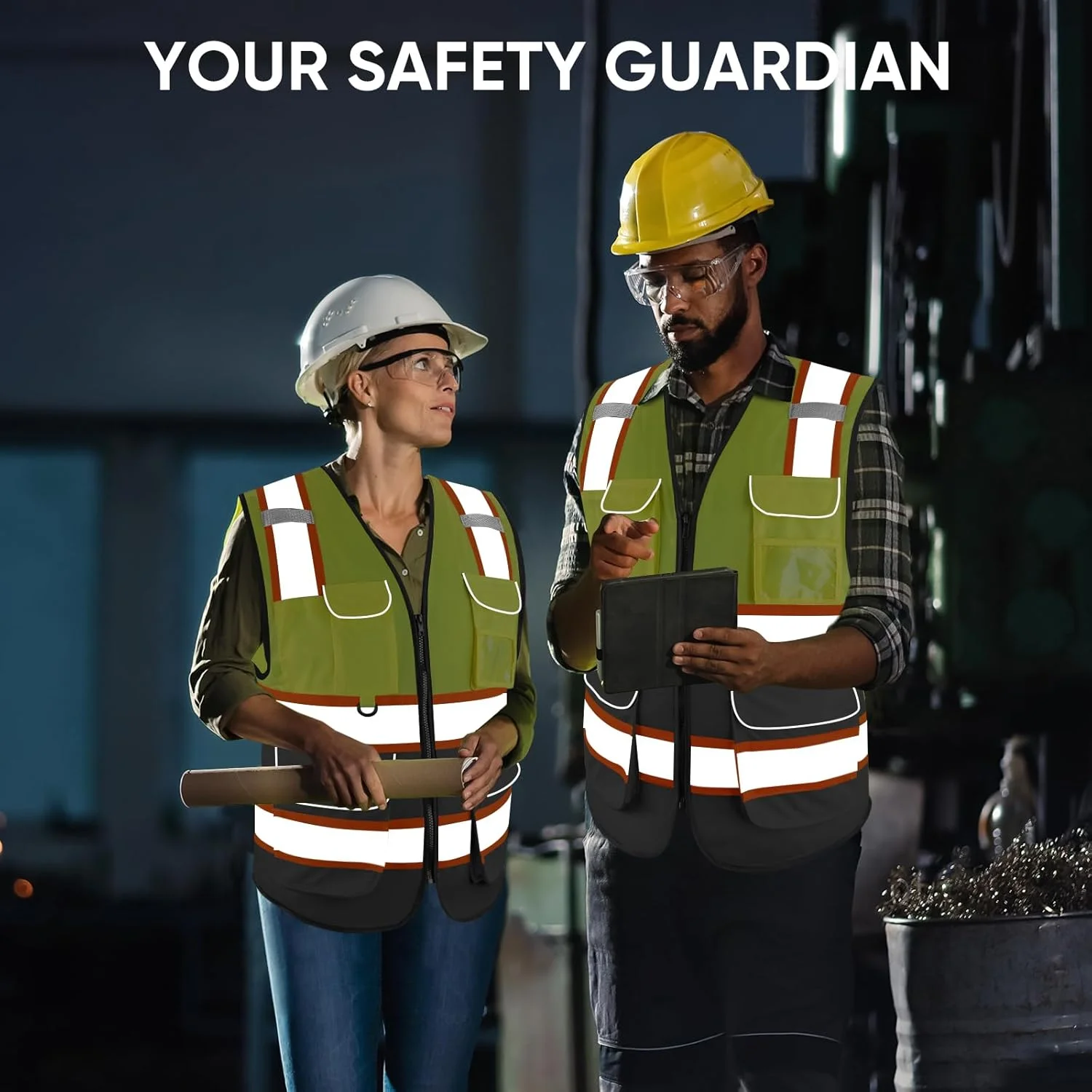 جلیقه ایمنی بازتابنده TICONN با دید بالا، جلیقه پلی استر کلاس II برای زنان و مردان مطابق با استانداردهای ANSI