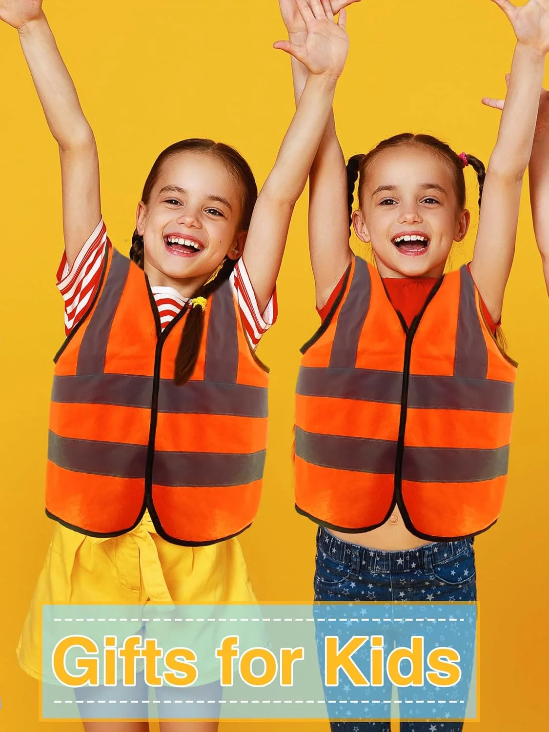 ست 6 عددی جلیقه ایمنی دید بالا کودکانه با نوارهای بازتابنده مناسب فعالیت های خارج از منزل دختران و پسران